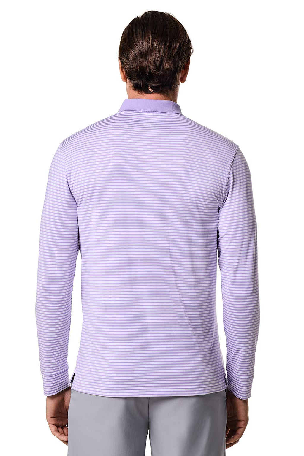 7.Men's Erodym Long Sleeve Sports Polo | Lavendula/White Stripe