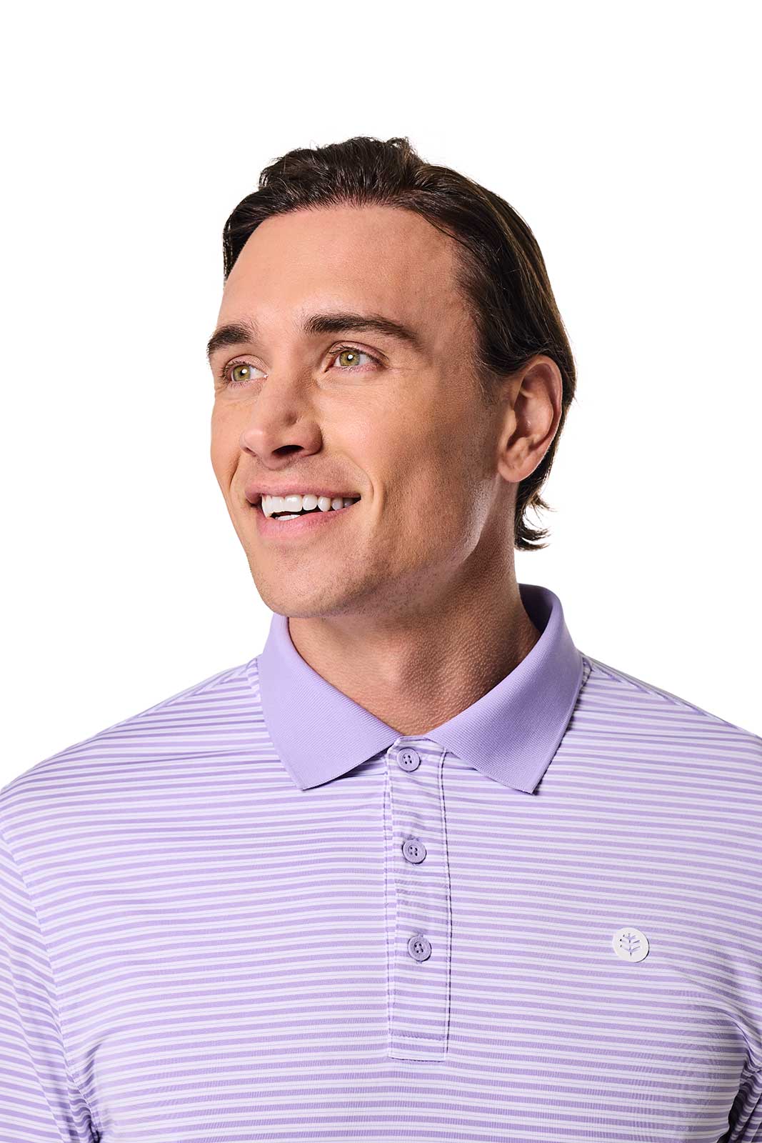 7.Men's Erodym Long Sleeve Sports Polo | Lavendula/White Stripe