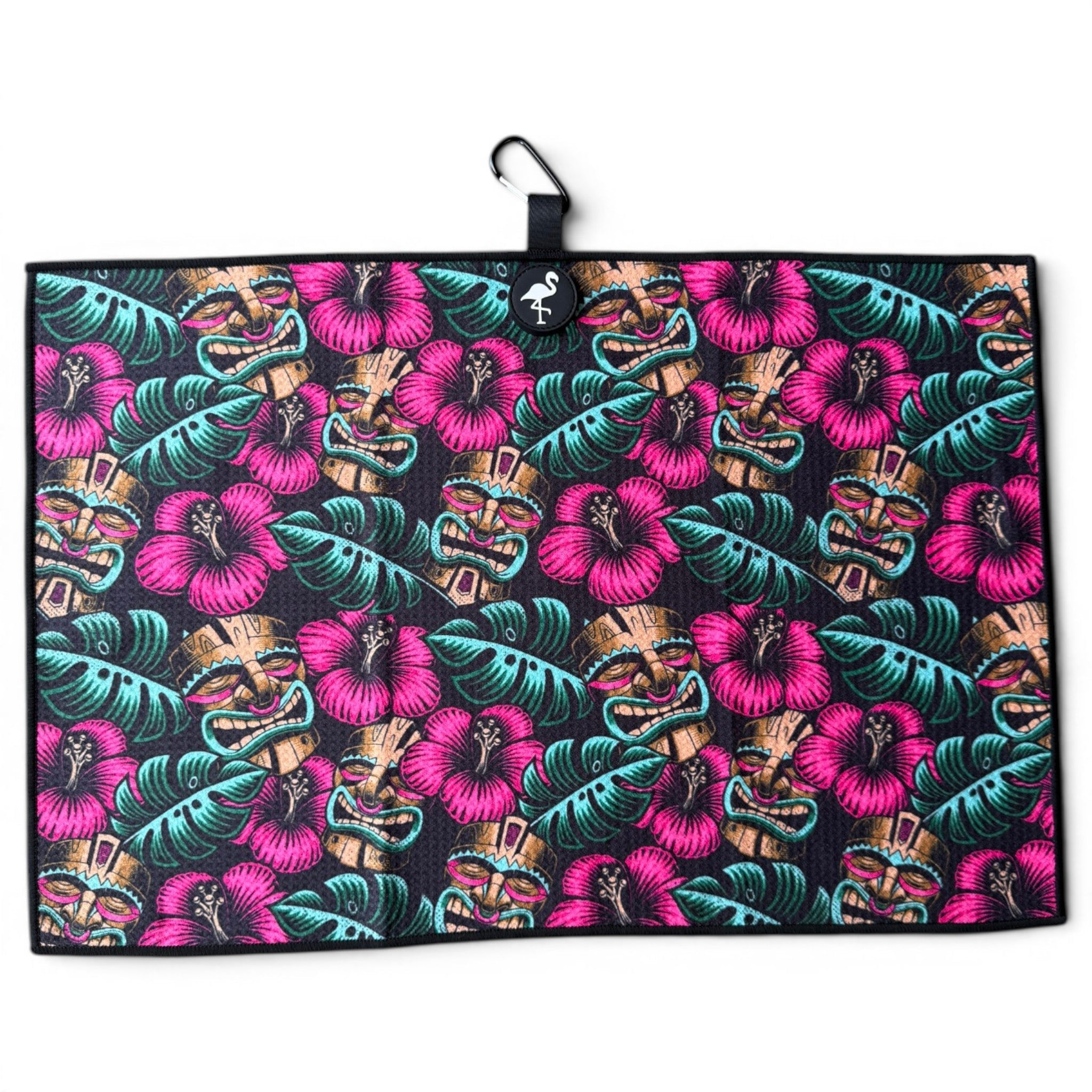 T.Tiki Totem Golf Towel | 24” x 16” Microfiber Towel | Magnetic Clip & Carabiner | Premium Golf Accessory