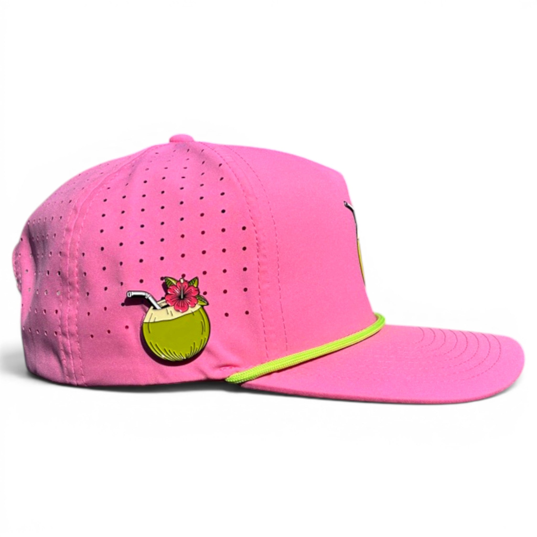 A.Coconut Cocktail Golf Hat | Snapback Cap | Built-in Magnetic Ball Marker Holder + Marker Included | Adjustable Coconut Cocktail