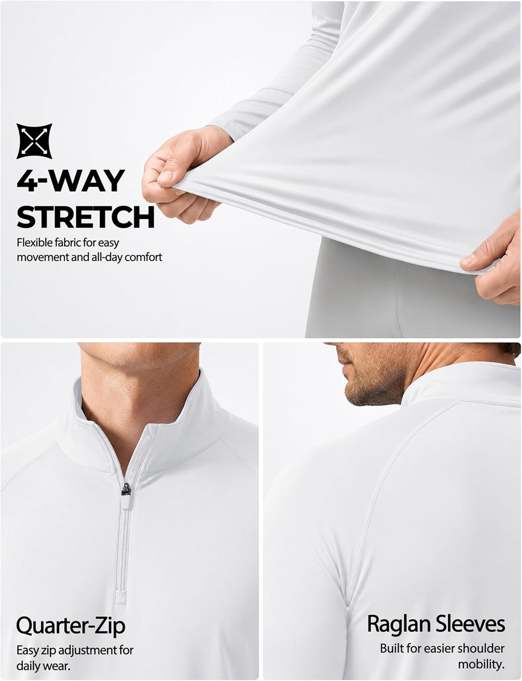 Men'S UPF 50+ Sun Shirts 1/4 Zip Long Sleeve SPF UV Protection Lightweight Quick Dry Quarter Zip Golf Shirts