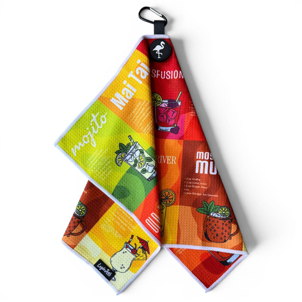T.Classic Cocktails Golf Towel | 24” x 16” Microfiber Towel | Magnetic Clip & Carabiner | Premium Golf Accessory