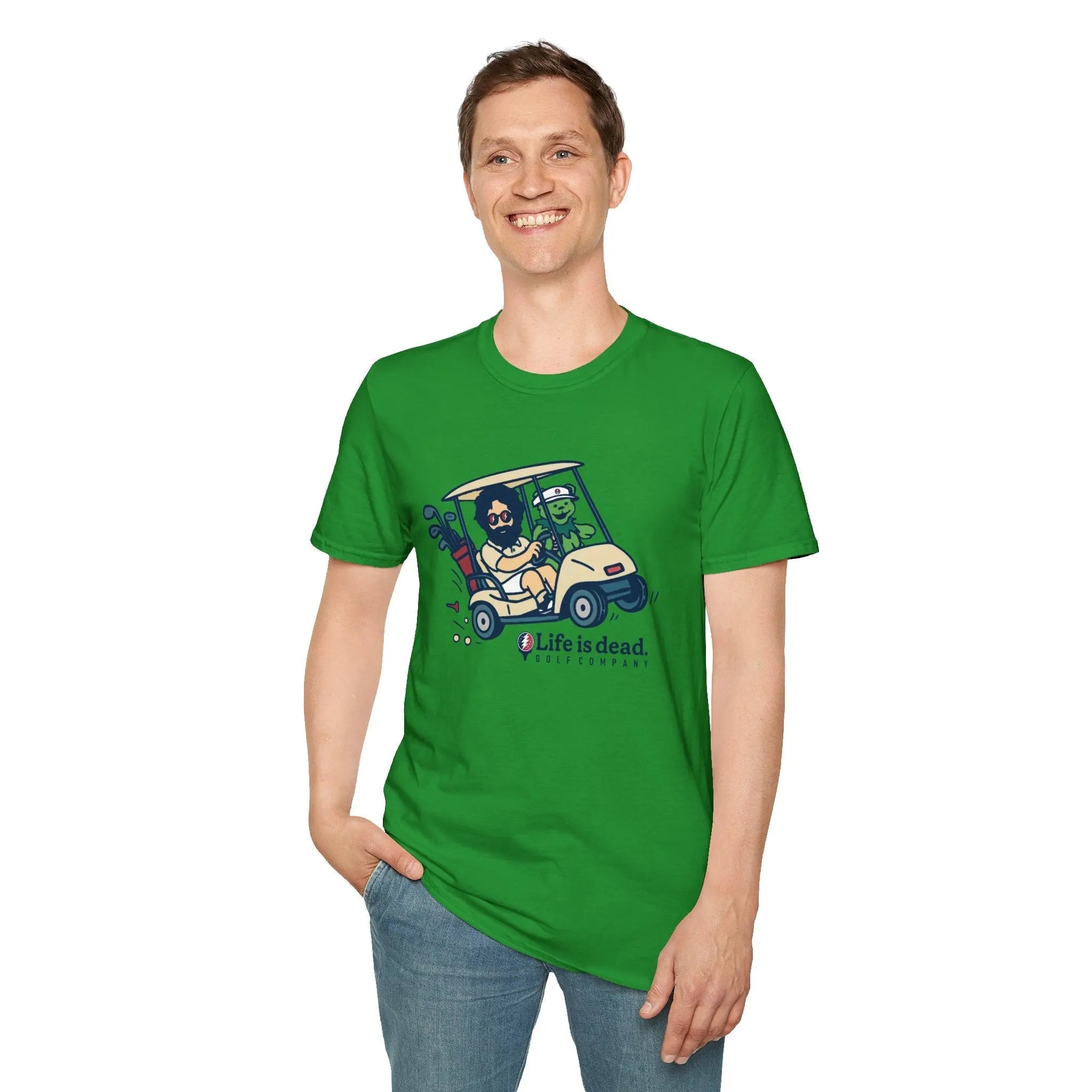 Joy Ridin' Jerry and The Bear - Life is dead.® Golf Company Grateful Dead T-Shirt