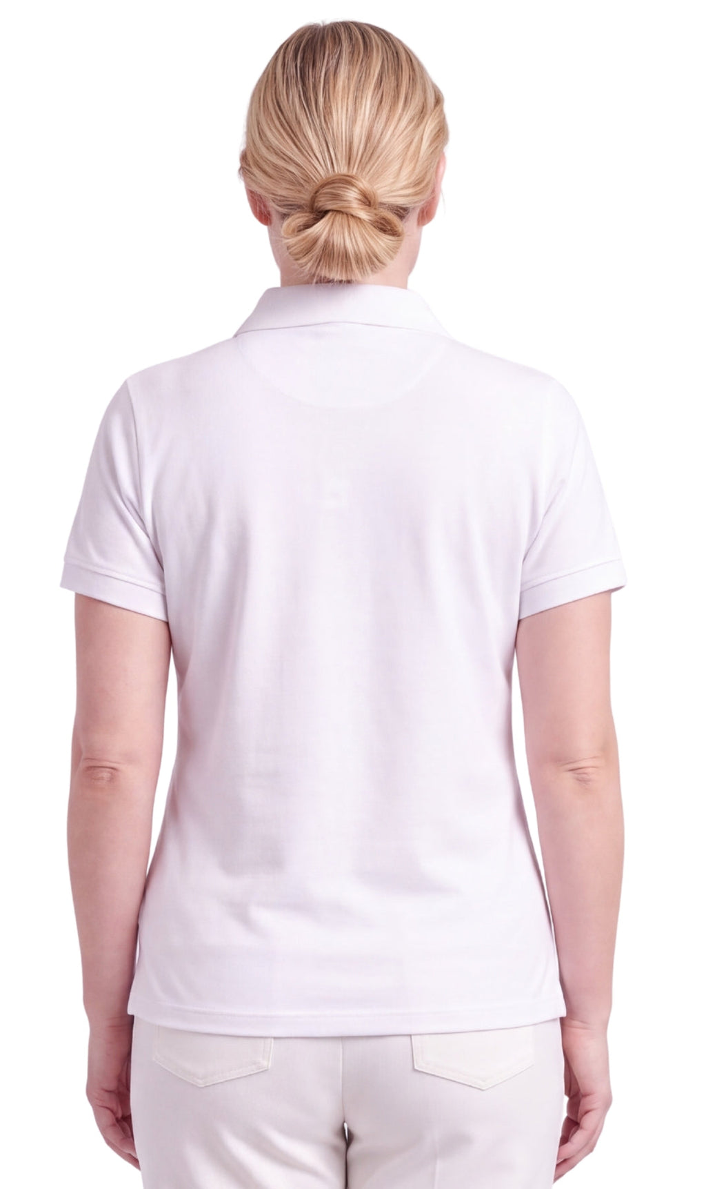 7.Women's Short Sleeve Pique Knit Polo Shirt — Relaxed Fit Cotton Blend