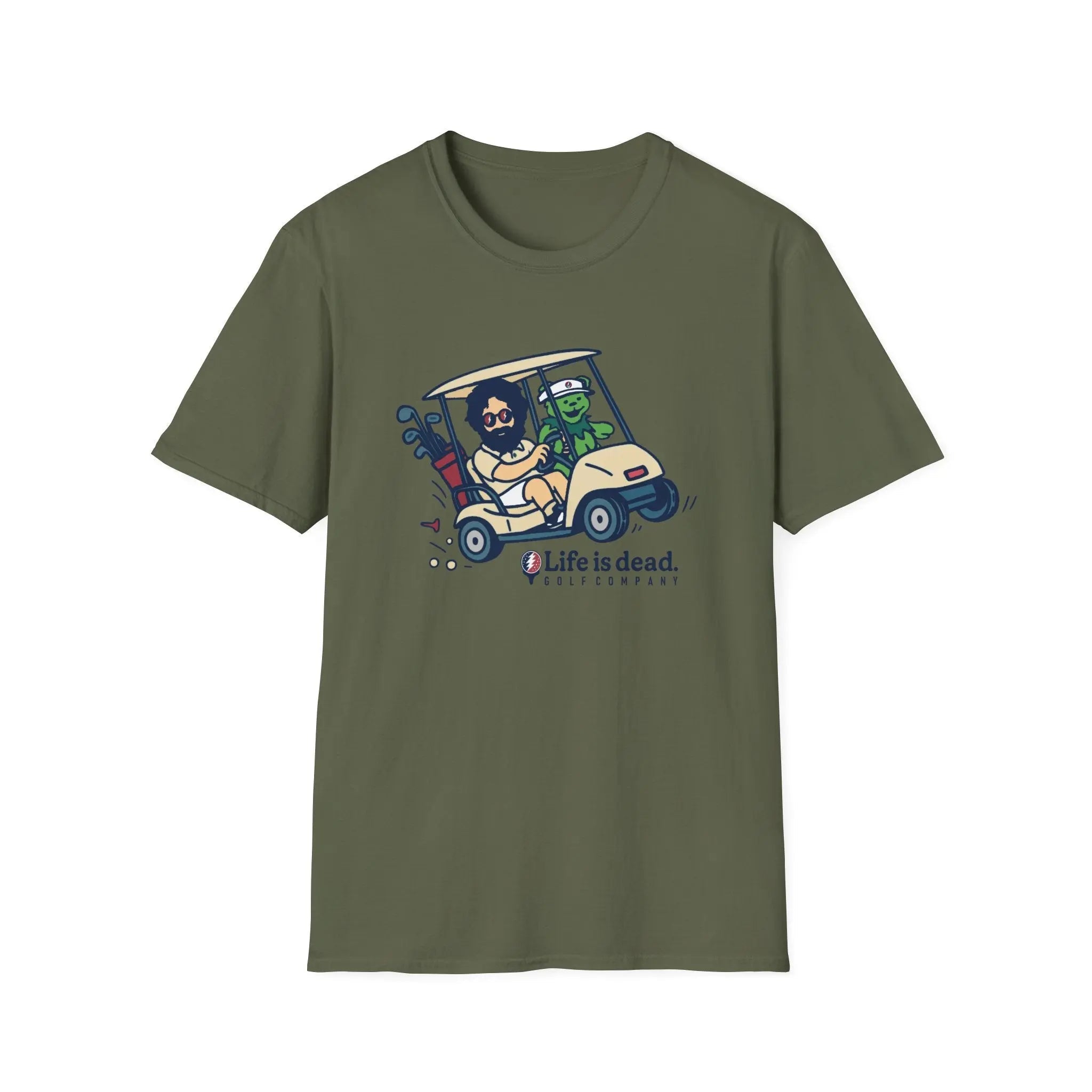 Joy Ridin' Jerry and The Bear - Life is dead.® Golf Company Grateful Dead T-Shirt