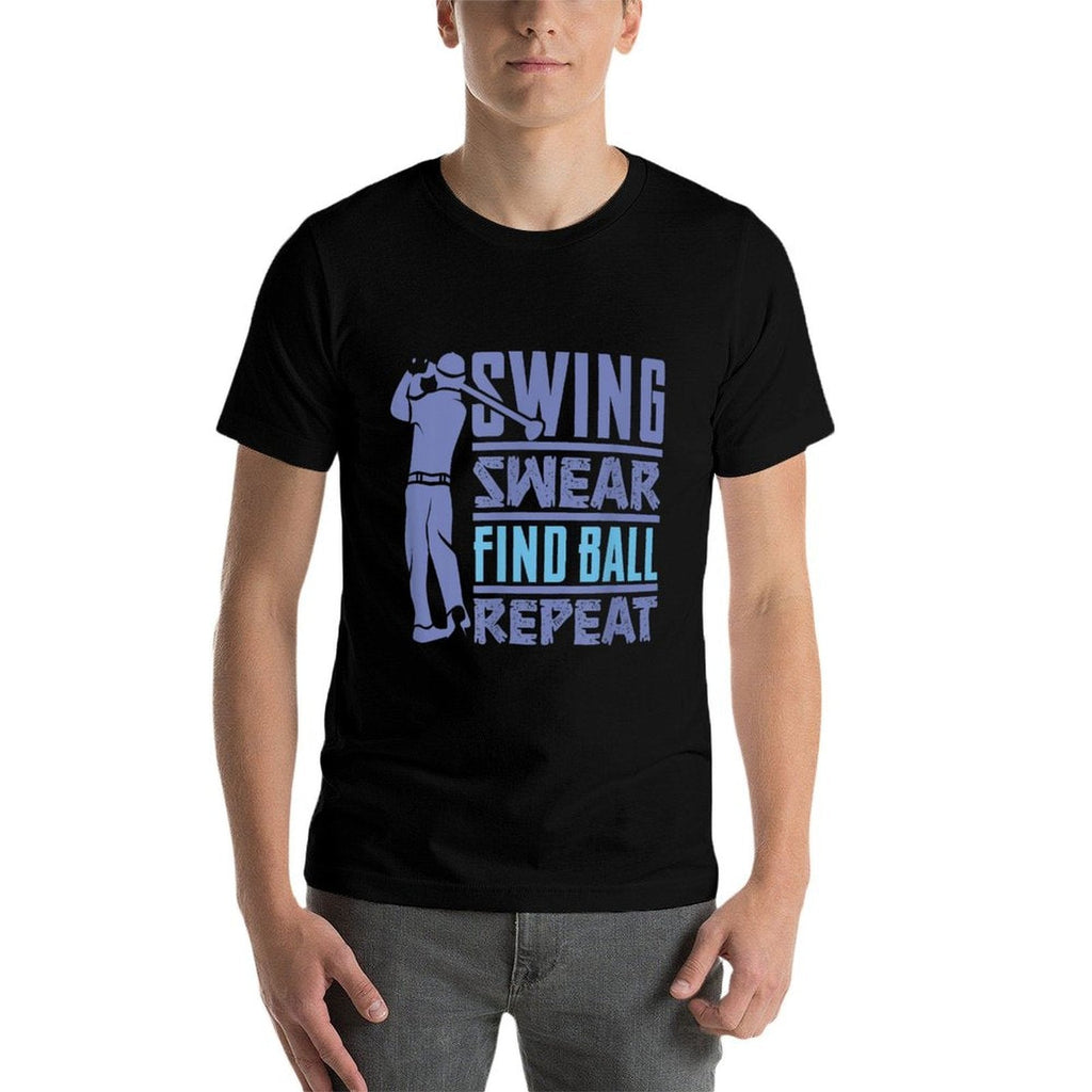 Swing, Swear, Find - Golf Cart Golfer Costume - Mens Golfing  Oversized Silhouette T-Shirt