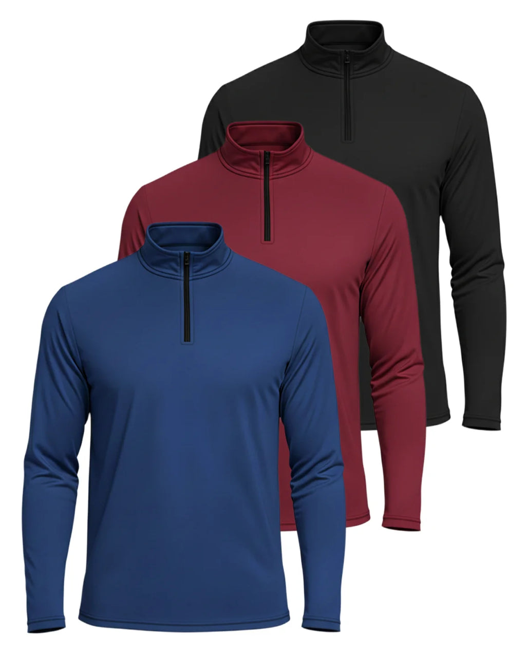 3 Pack: Men'S Dry-Fit Active Quarter Zip Long Sleeve Athletic Performance Pullover (Available in Big & Tall)