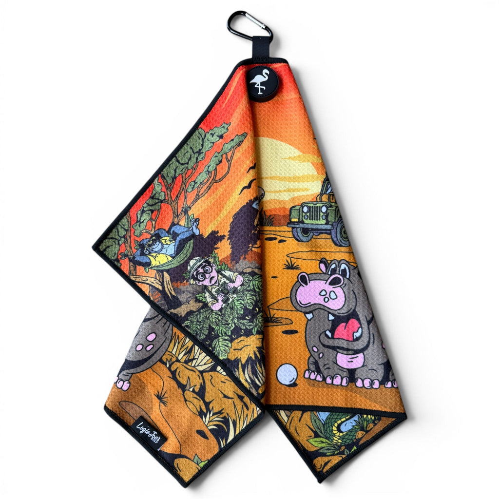 T.Safari Expedition: Lost Fairway Golf Towel | 24” x 16” Microfiber Towel | Magnetic Clip & Carabiner | Premium Golf Accessory