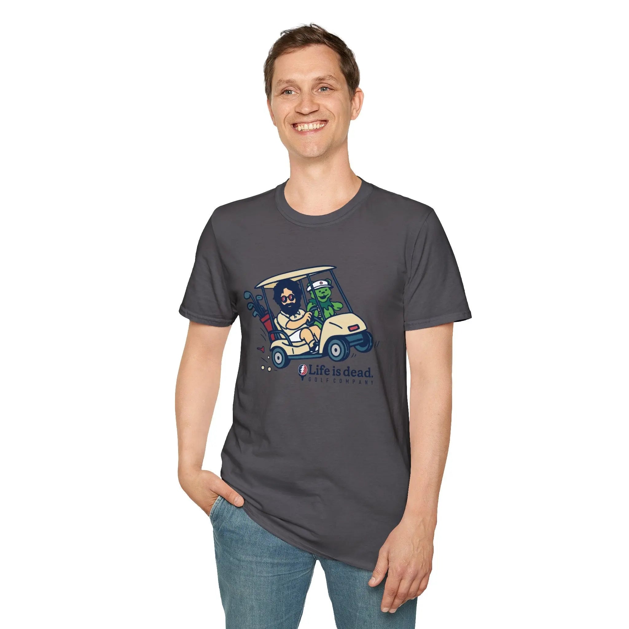 Joy Ridin' Jerry and The Bear - Life is dead.® Golf Company Grateful Dead T-Shirt