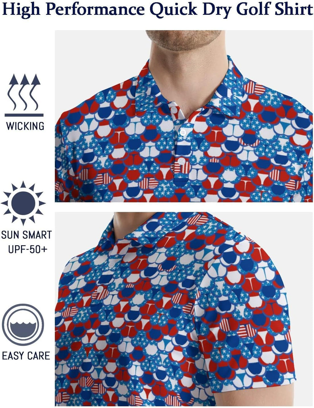 Funny Golf Shirts for Men, Funny Golf Polo Quick-Dry Moisture Wicking Funny Polo Shirts for Men