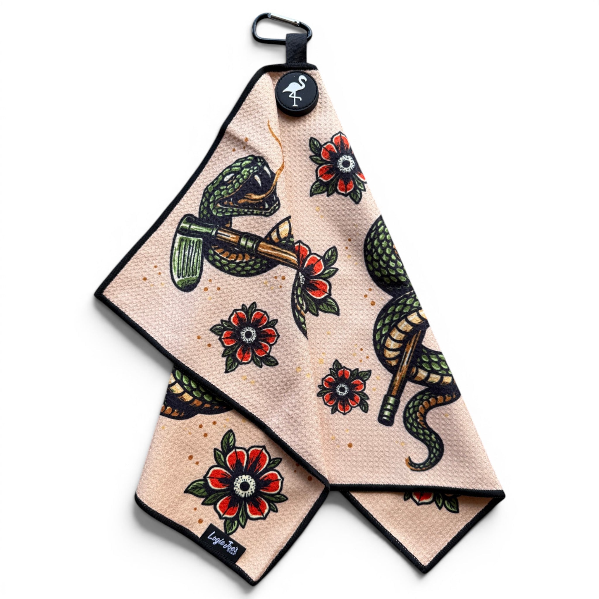 T.Serpent Golf Towel | 24” x 16” Microfiber Towel | Magnetic Clip & Carabiner | Premium Golf Accessory