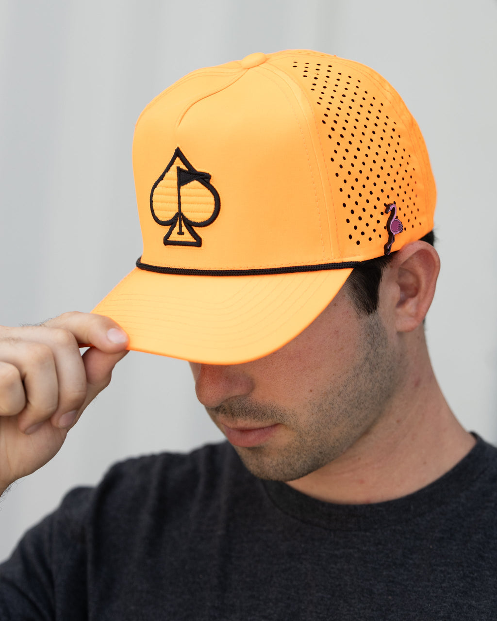 A.Perforated Rope Hat - Highlighter Orange