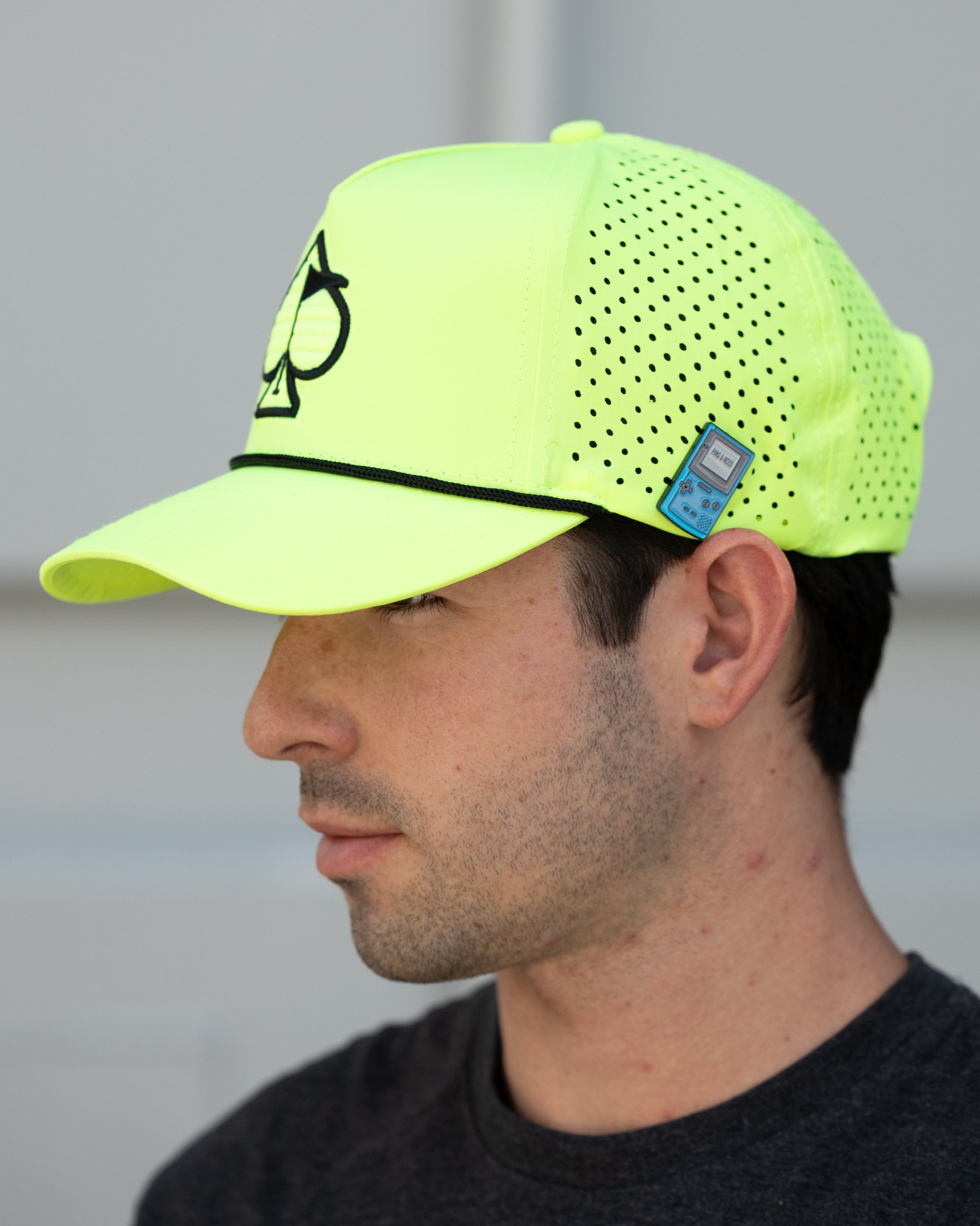 A.Perforated Rope Hat - Highlighter Yellow