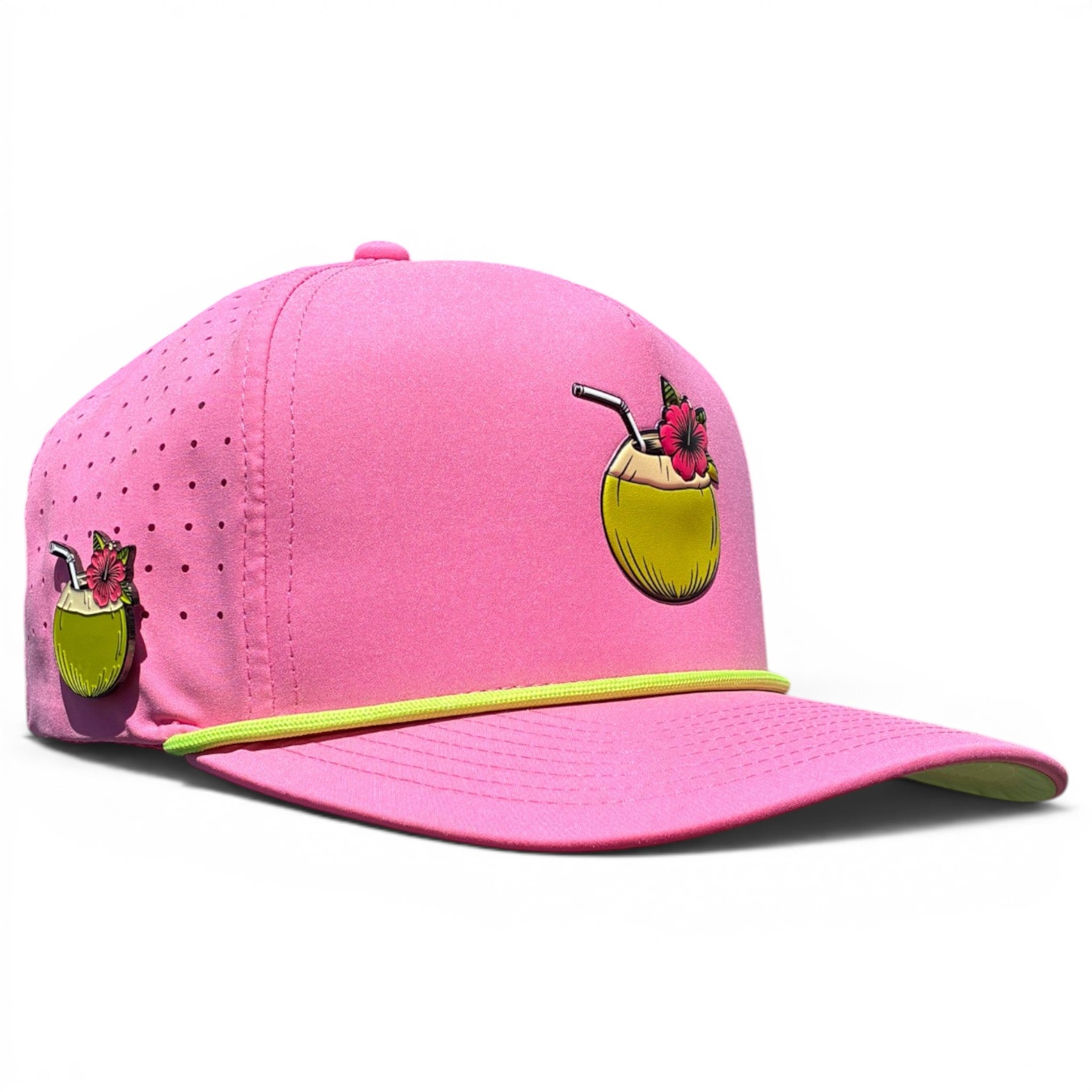 A.Coconut Cocktail Golf Hat | Snapback Cap | Built-in Magnetic Ball Marker Holder + Marker Included | Adjustable Coconut Cocktail