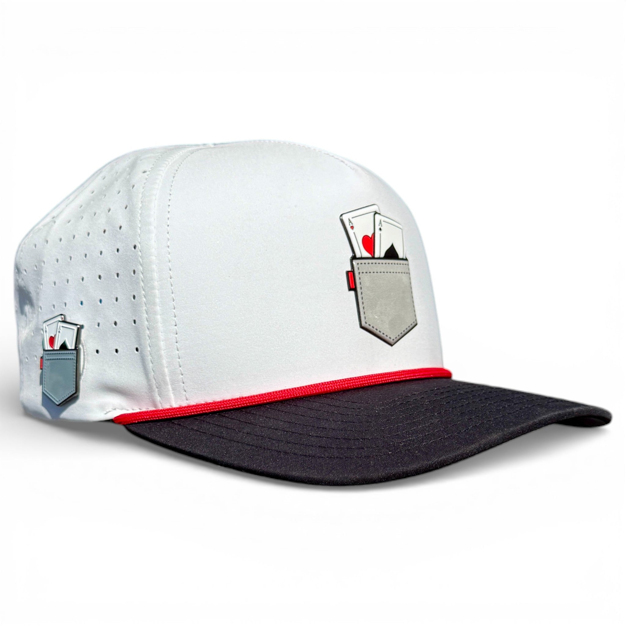 7.1.1Pocket Aces Golf Hat | Snapback Cap | Built-in Magnetic Ball Marker Holder + Marker Included | Adjustable Gray & Black