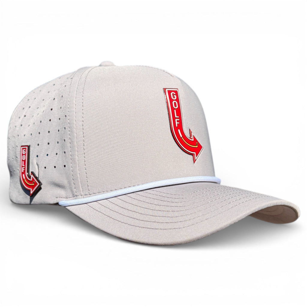 7.1Golf Neon Arrow Sign Golf Hat | Snapback Cap | Built-in Magnetic Ball Marker Holder + Marker Included | Adjustable Light Gray