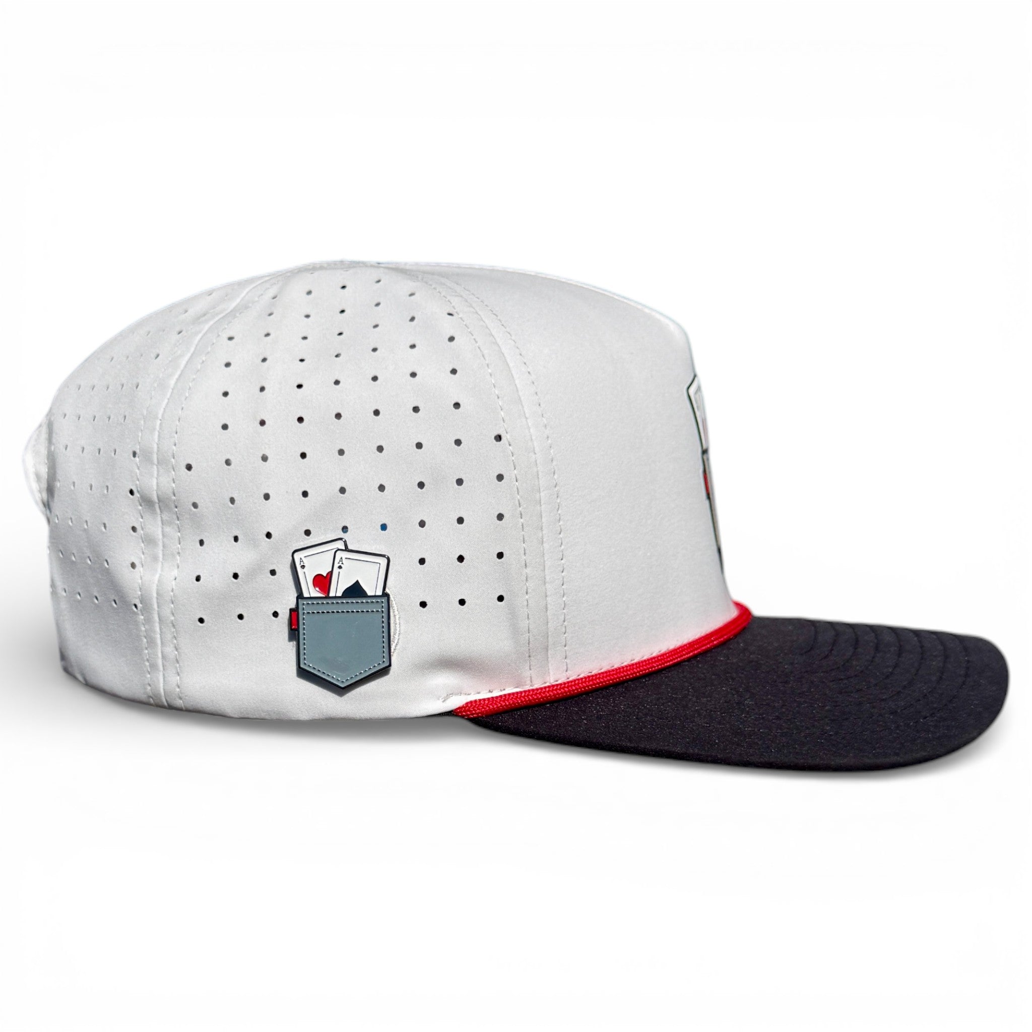 7.1.1Pocket Aces Golf Hat | Snapback Cap | Built-in Magnetic Ball Marker Holder + Marker Included | Adjustable Gray & Black
