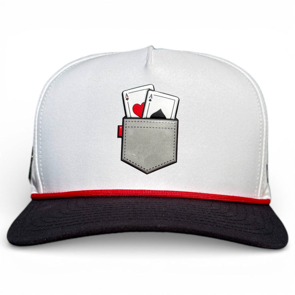 7.1.1Pocket Aces Golf Hat | Snapback Cap | Built-in Magnetic Ball Marker Holder + Marker Included | Adjustable Gray & Black