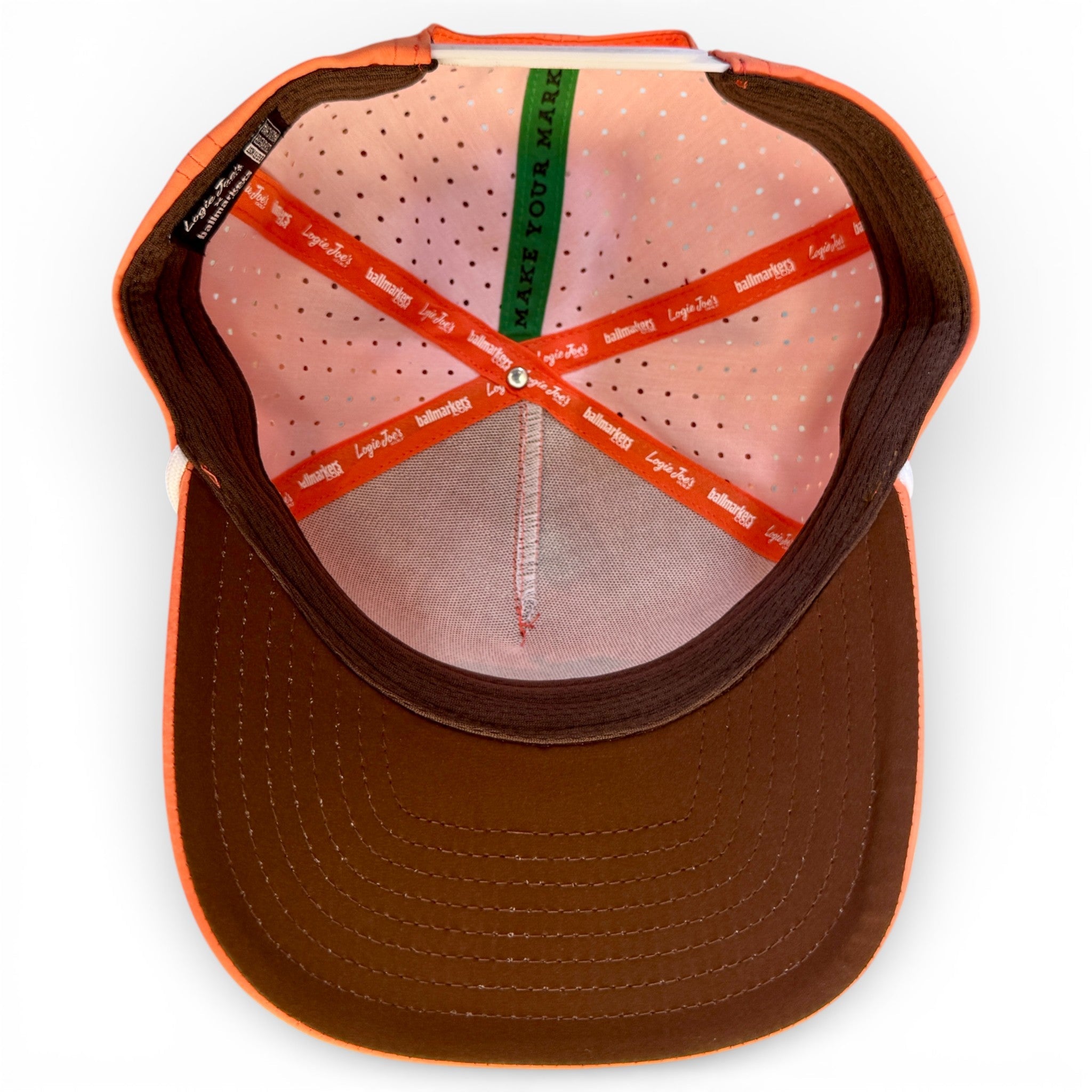 7.1Just Peachy Golf Hat | Snapback Cap | Built-in Magnetic Ball Marker Holder + Marker Included | Adjustable Peach