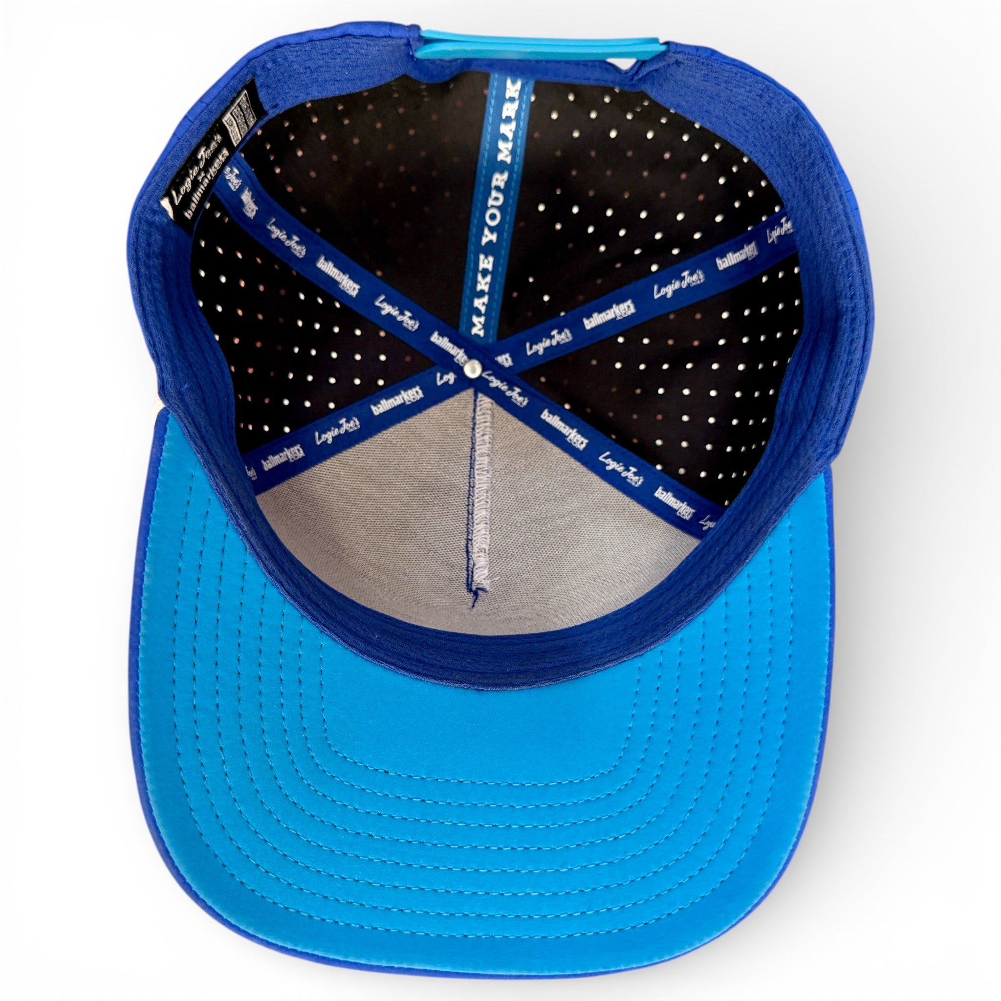 7.1.1Water Ball Golf Hat | Snapback Cap | Built-in Magnetic Ball Marker Holder + Marker Included | Adjustable Blue
