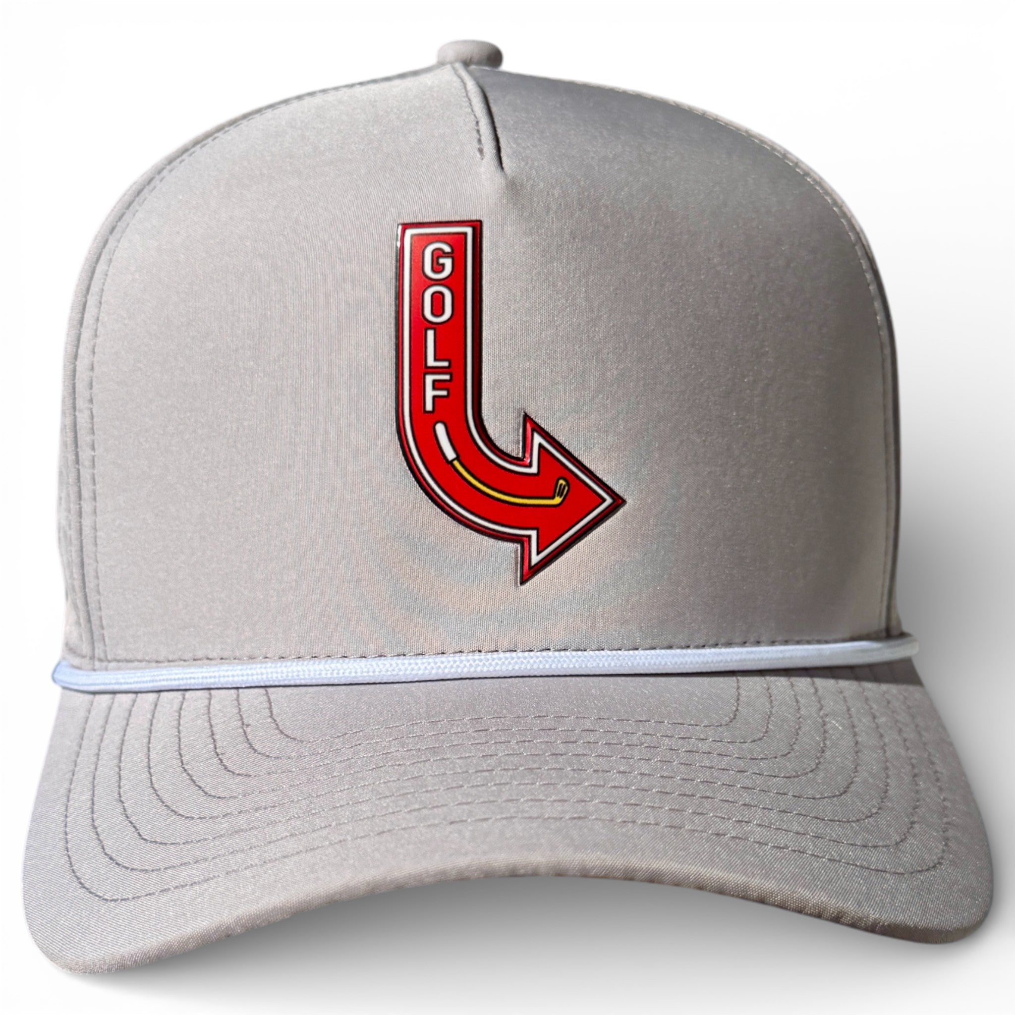 7.1Golf Neon Arrow Sign Golf Hat | Snapback Cap | Built-in Magnetic Ball Marker Holder + Marker Included | Adjustable Light Gray