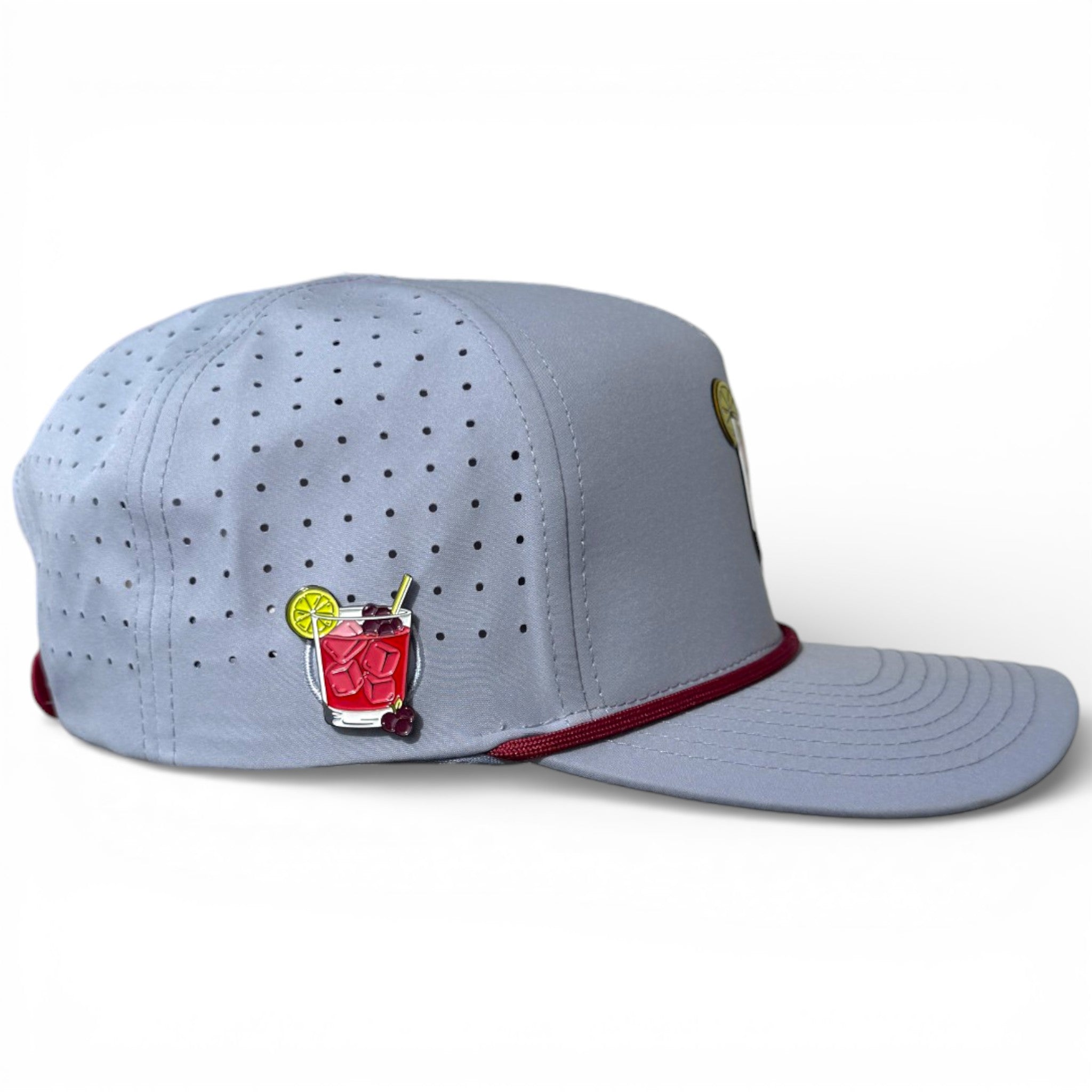 7.1Transfusion Golf Hat | Snapback Cap | Built-in Magnetic Ball Marker Holder + Marker Included | Adjustable Light Gray