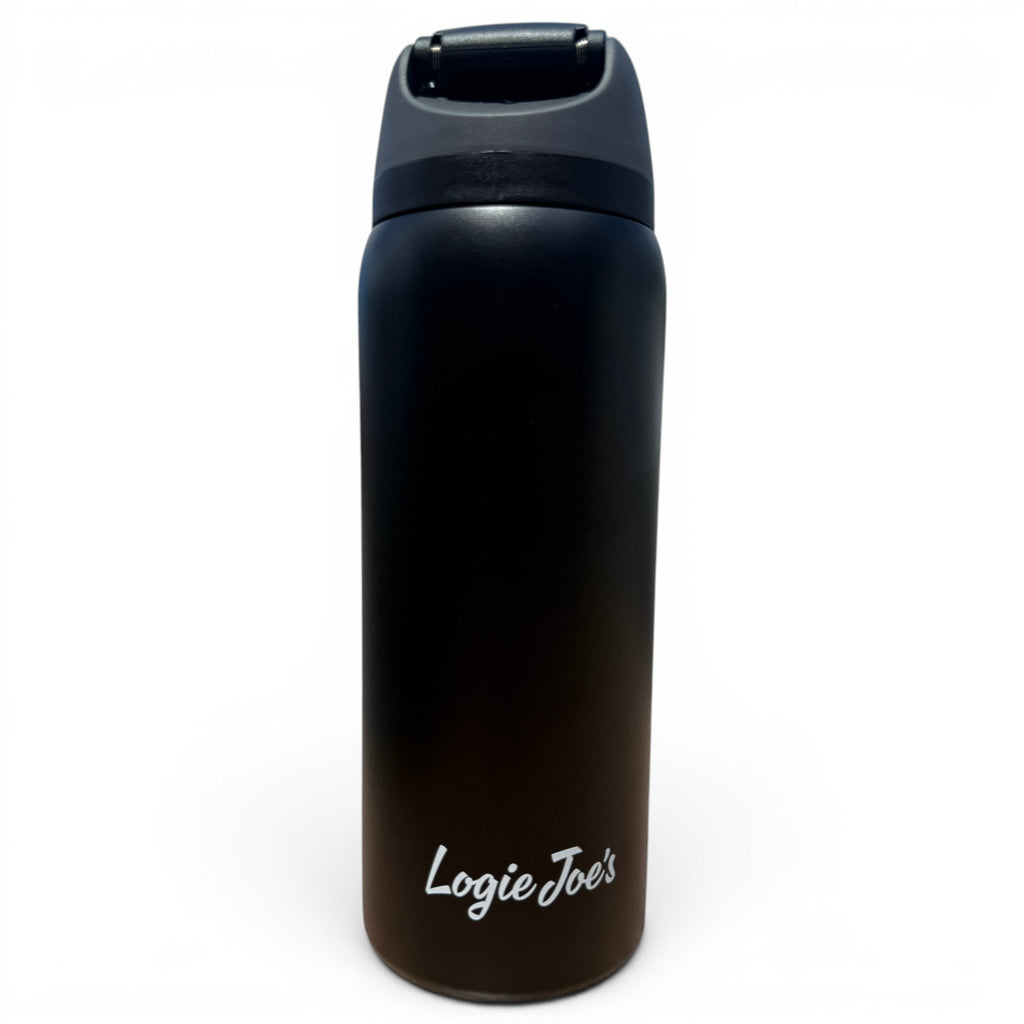 H.Shark Bite Hydration Bottle | 32oz Insulated Stainless Steel | Flip Straw Lid w/ Handle
