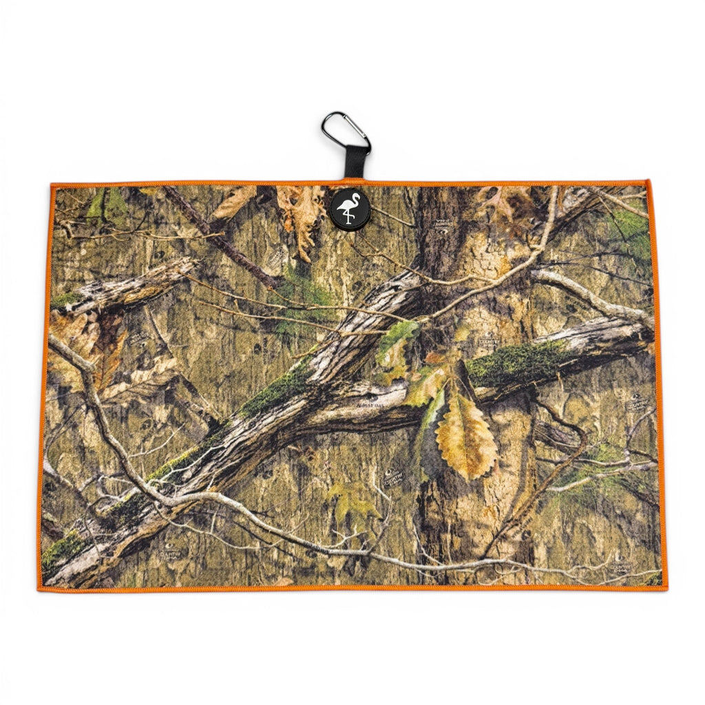 T.Woodland Camo Golf Towel | Premium Double-Sided Microfiber | Heavy-Duty Magnetic Towel with Carabiner Clip | 24 x 16 in