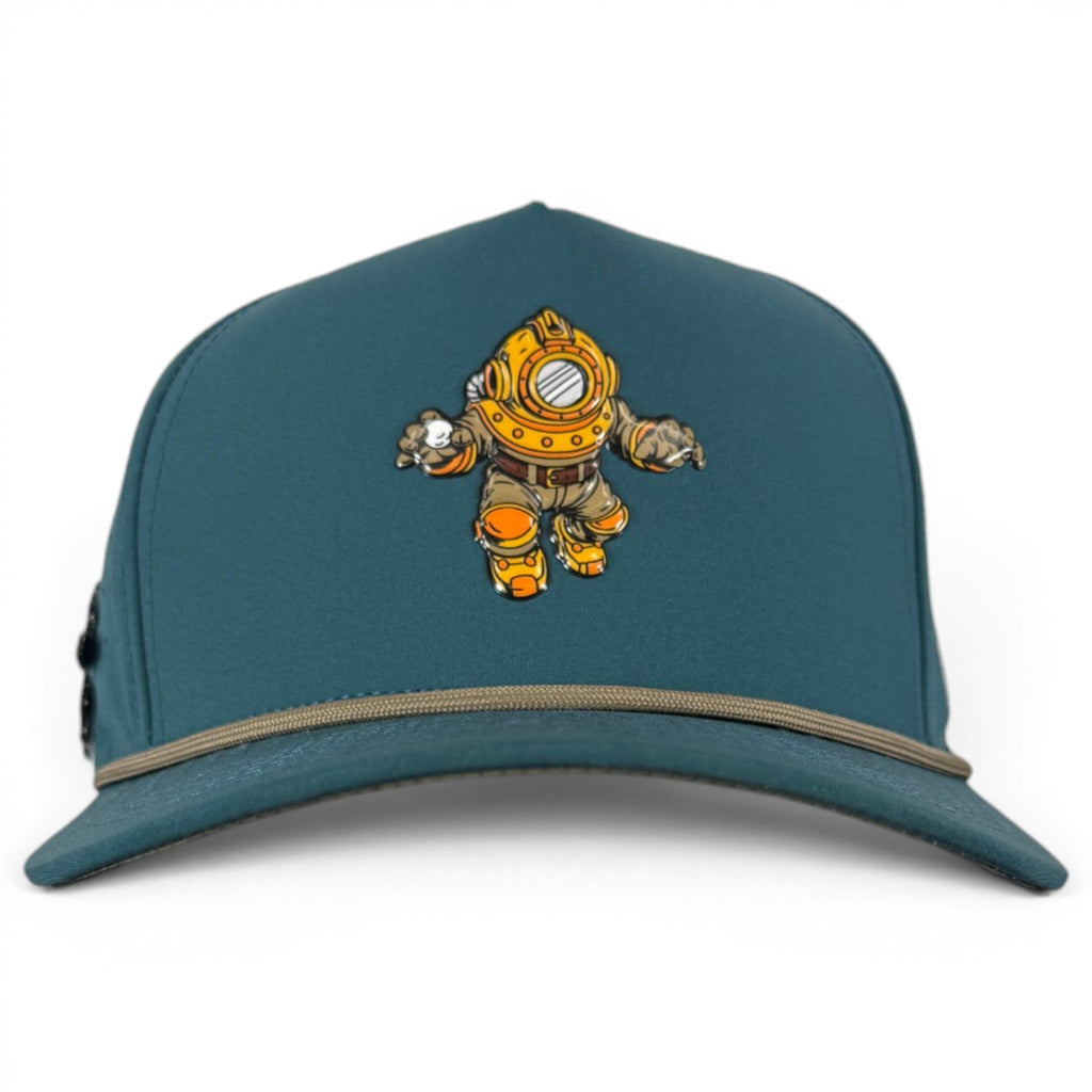 A.Deep Dive Golf Hat | Snapback Cap | Built-in Magnetic Ball Marker Holder + Marker Included | Adjustable Scuba Diver