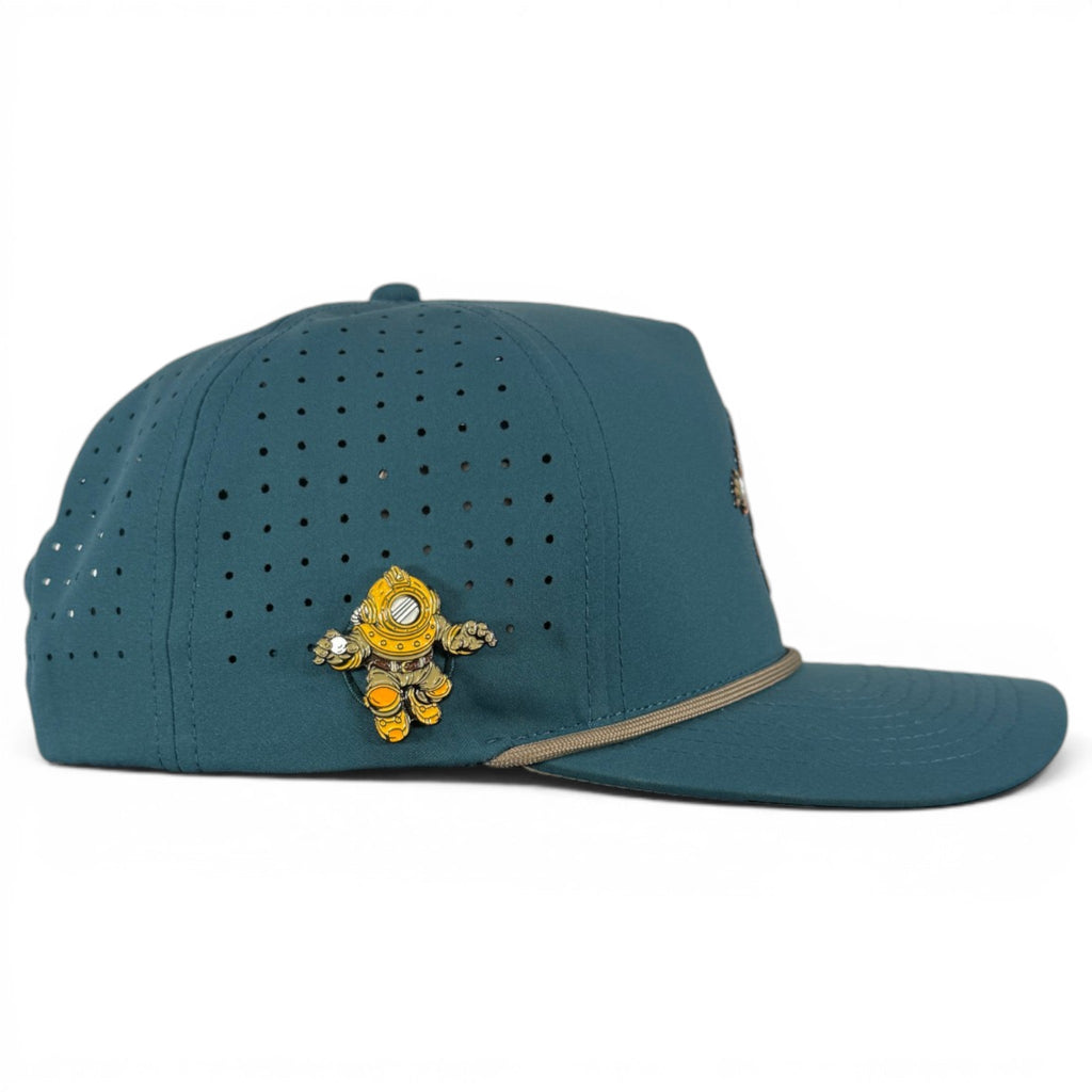 A.Deep Dive Golf Hat | Snapback Cap | Built-in Magnetic Ball Marker Holder + Marker Included | Adjustable Scuba Diver