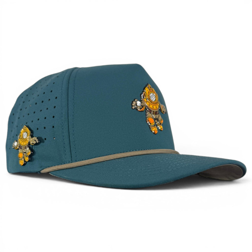 A.Deep Dive Golf Hat | Snapback Cap | Built-in Magnetic Ball Marker Holder + Marker Included | Adjustable Scuba Diver