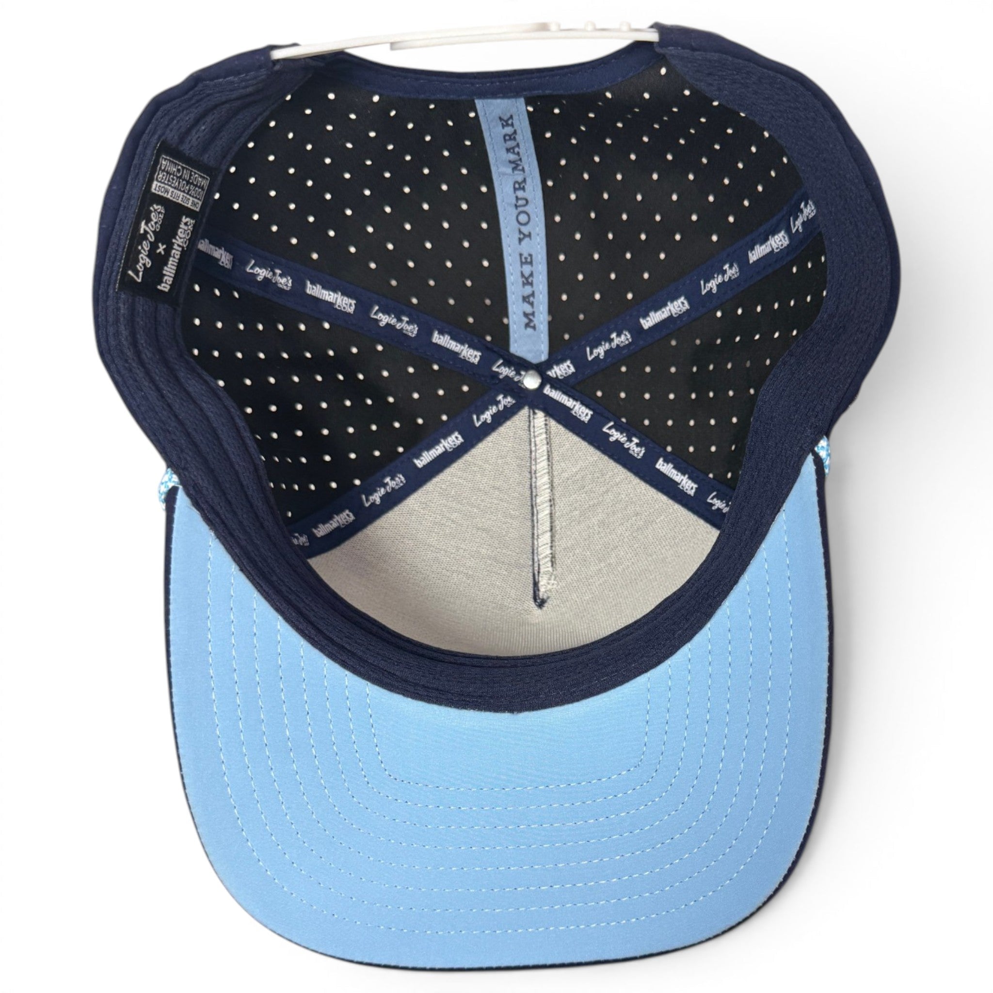 A.Zero Chill Yeti Golf Hat | Snapback Cap | Built-in Magnetic Ball Marker Holder + Marker Included | Adjustable Navy Abominable Snowman