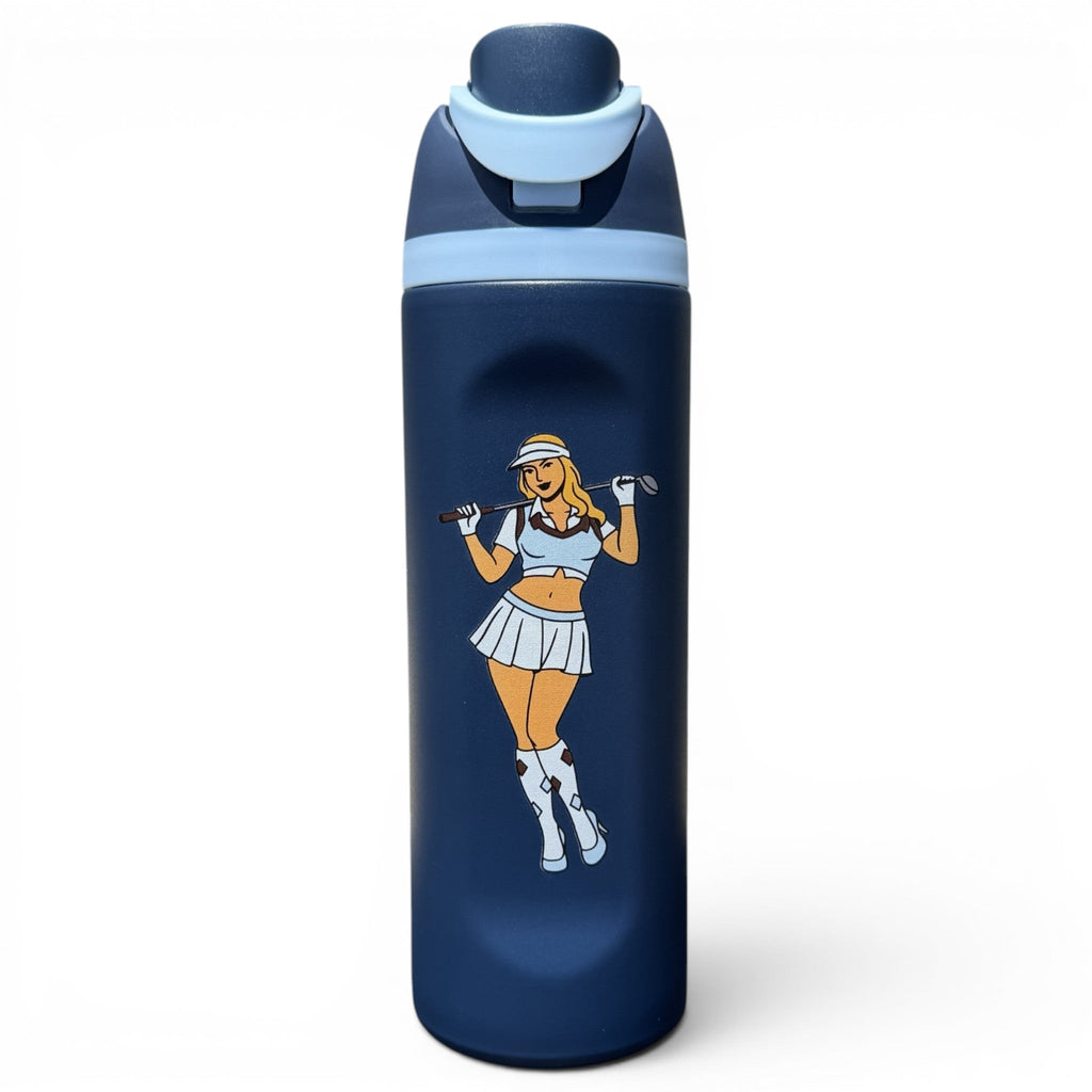 H.Fairway Pin-Up Hydration Bottle | 24oz Insulated Stainless Steel | Flip Straw Lid w/ Handle