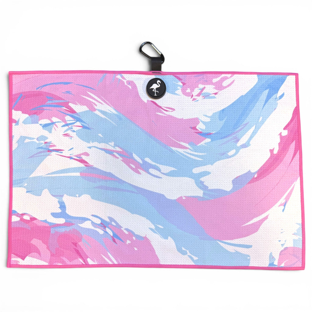 T.Cotton Candy Clouds Golf Towel | 24” x 16” Microfiber Towel | Magnetic Clip & Carabiner | Premium Golf Accessory