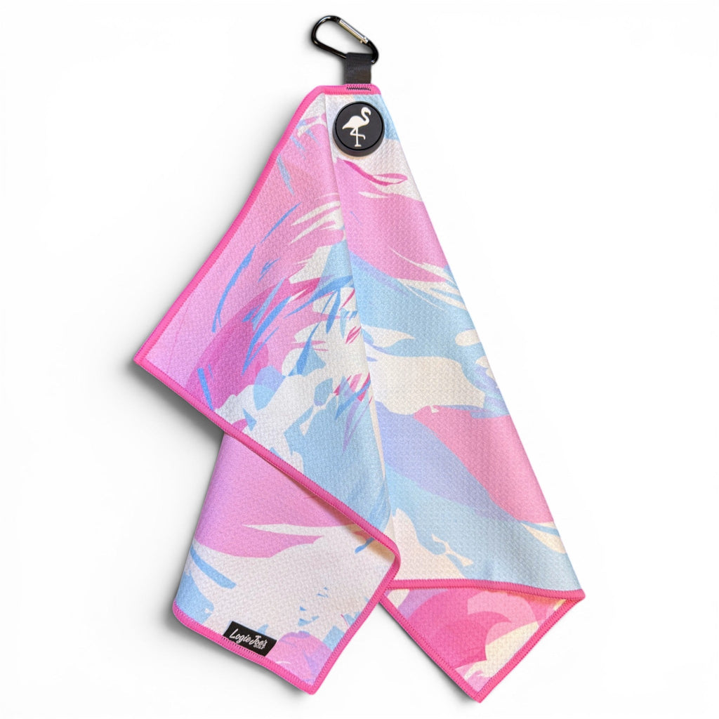 T.Cotton Candy Clouds Golf Towel | 24” x 16” Microfiber Towel | Magnetic Clip & Carabiner | Premium Golf Accessory