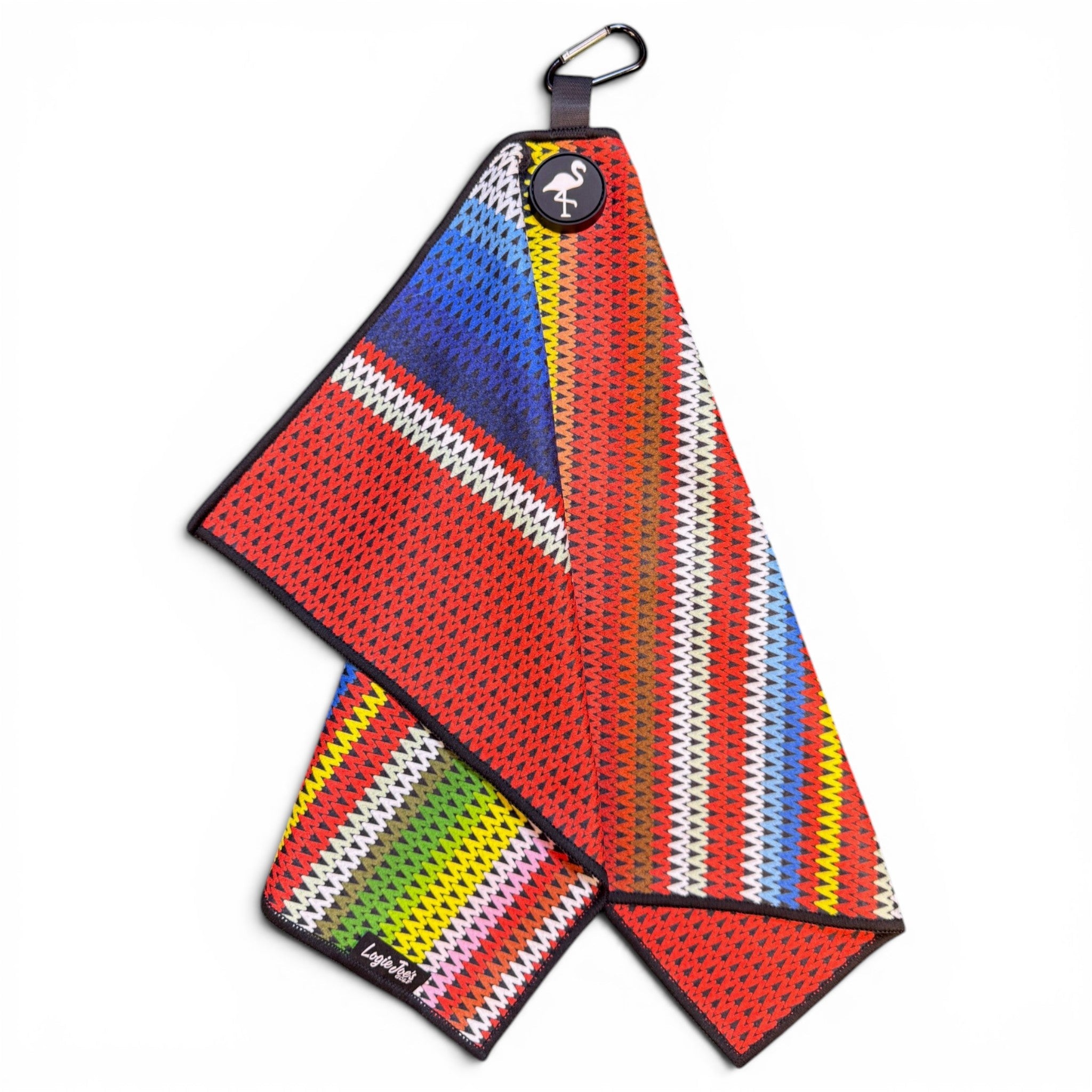 T.Fiesta Stripe Golf Towel | 24” x 16” Microfiber Towel | Magnetic Clip & Carabiner | Premium Golf Accessory