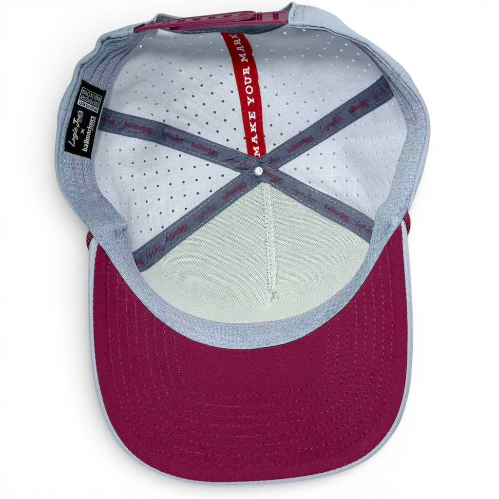 7.1Transfusion Golf Hat | Snapback Cap | Built-in Magnetic Ball Marker Holder + Marker Included | Adjustable Light Gray