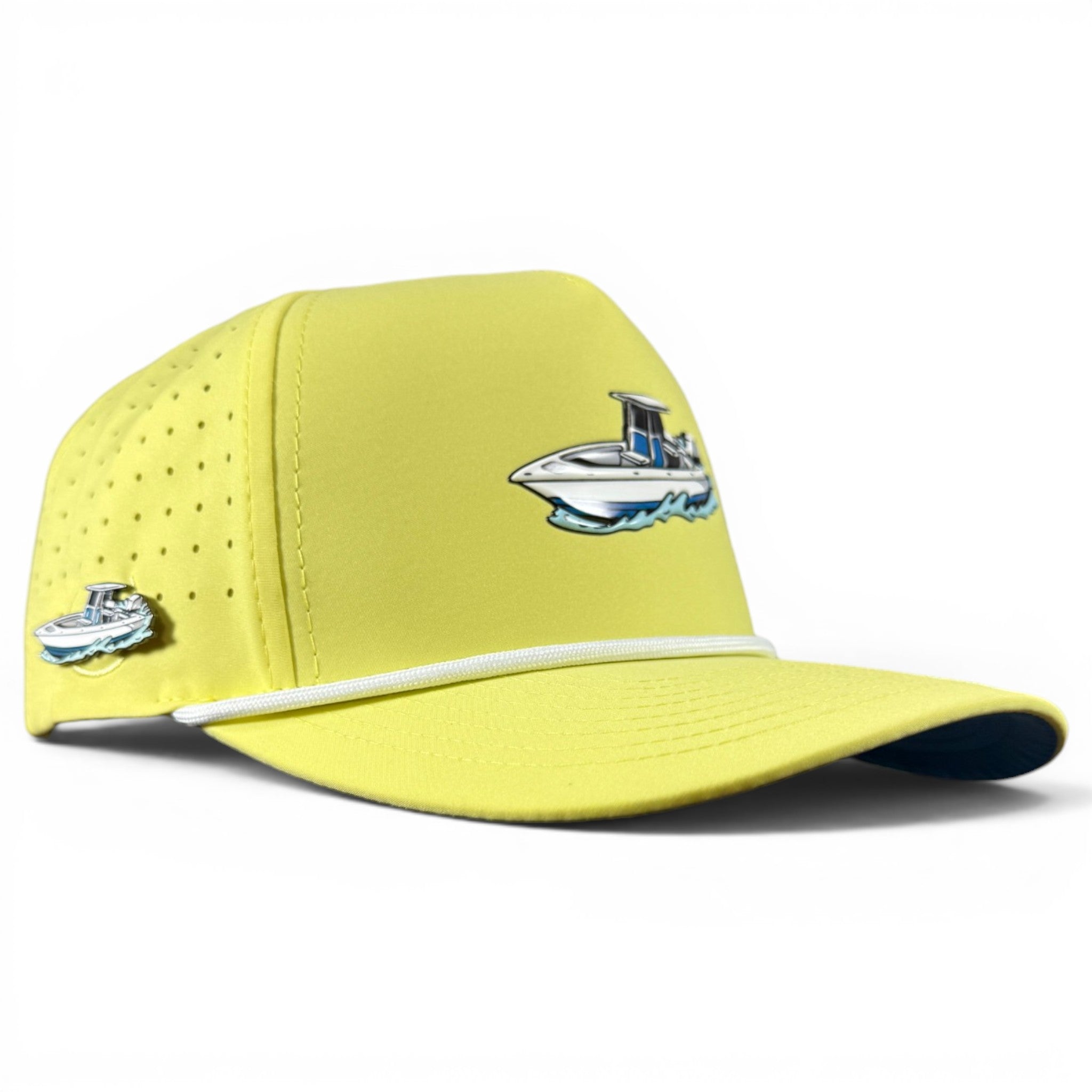 A.Motor Boatin' Golf Hat | Snapback Cap | Built-in Magnetic Ball Marker Holder + Marker Included | Adjustable Center Console Boat