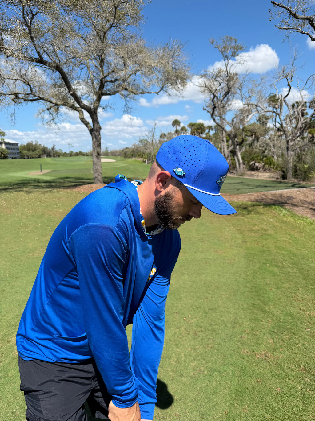 7.1.1Water Ball Golf Hat | Snapback Cap | Built-in Magnetic Ball Marker Holder + Marker Included | Adjustable Blue