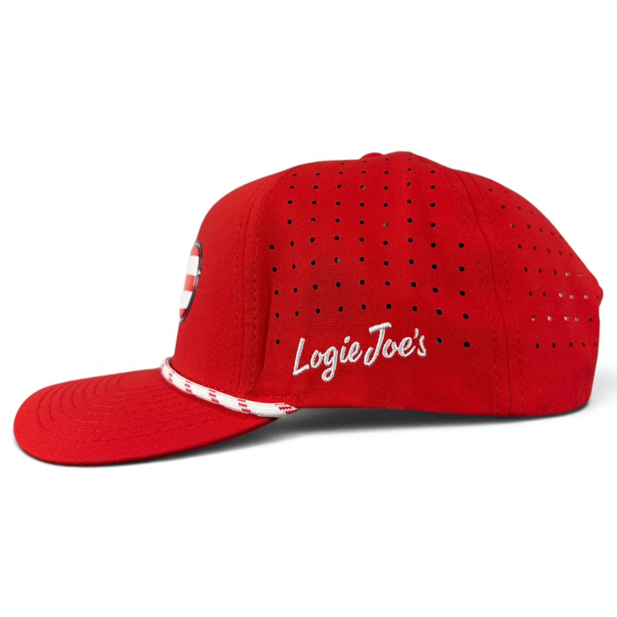 A.Red, White & View Golf Hat | Snapback Cap | Built-in Magnetic Ball Marker Holder + Marker Included | Adjustable USA Shades