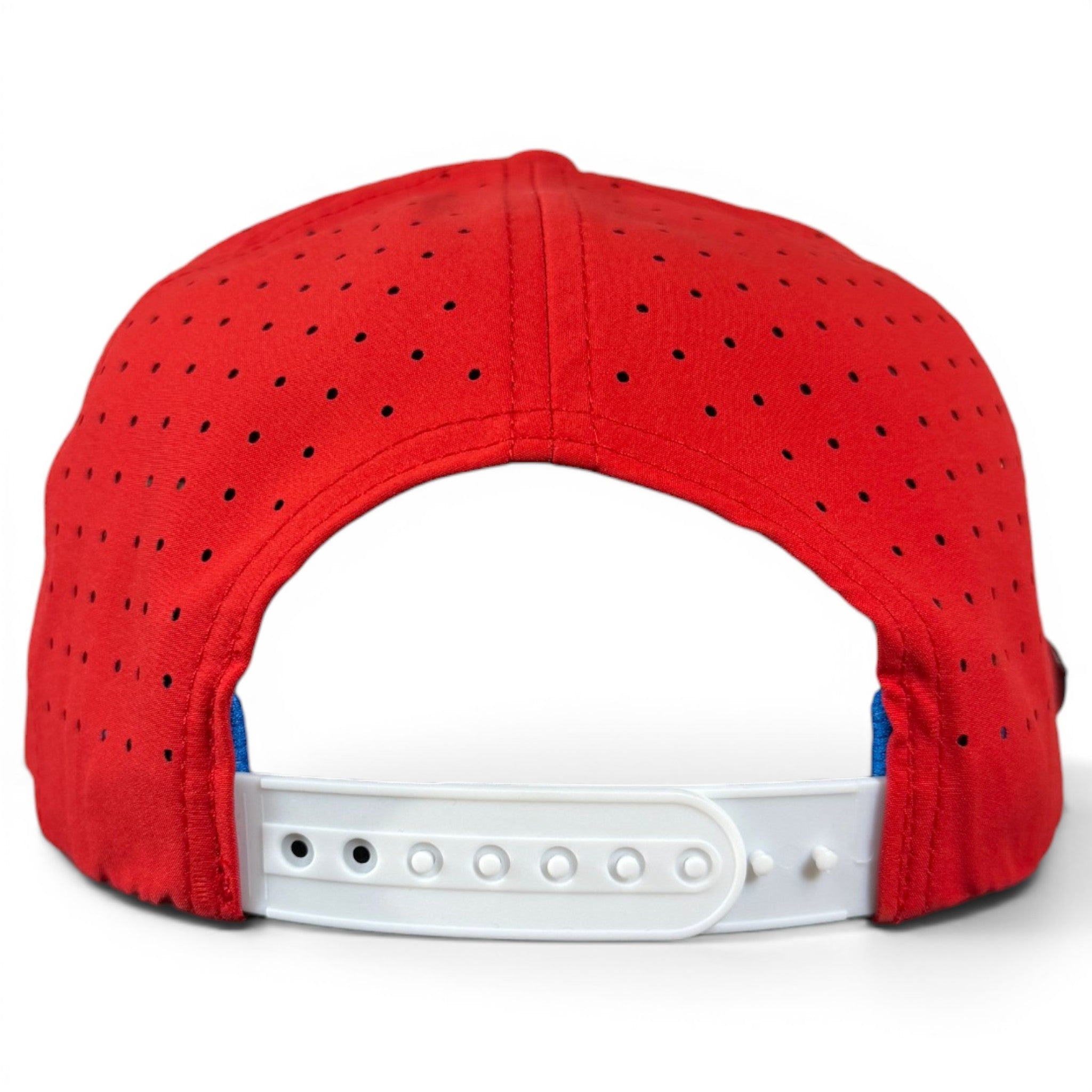 A.Red, White & View Golf Hat | Snapback Cap | Built-in Magnetic Ball Marker Holder + Marker Included | Adjustable USA Shades
