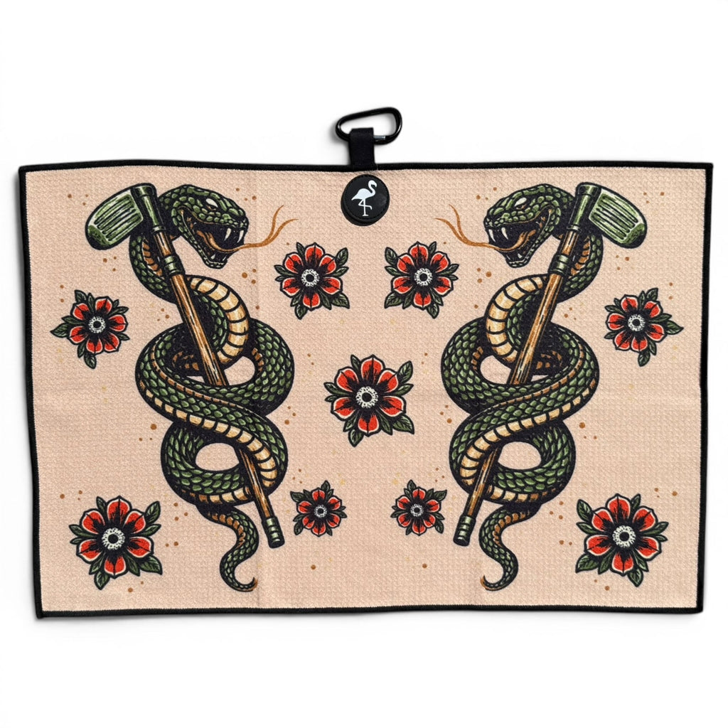 T.Serpent Golf Towel | 24” x 16” Microfiber Towel | Magnetic Clip & Carabiner | Premium Golf Accessory