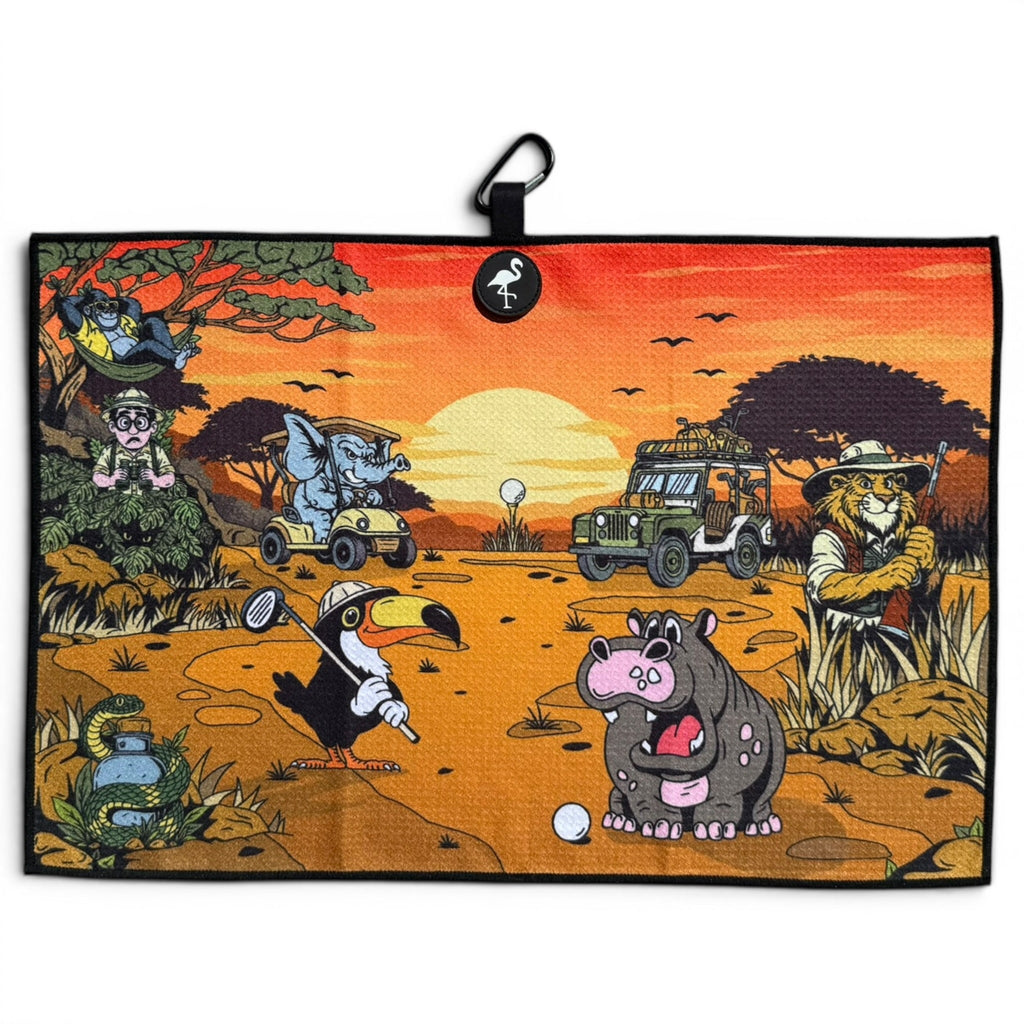 T.Safari Expedition: Lost Fairway Golf Towel | 24” x 16” Microfiber Towel | Magnetic Clip & Carabiner | Premium Golf Accessory
