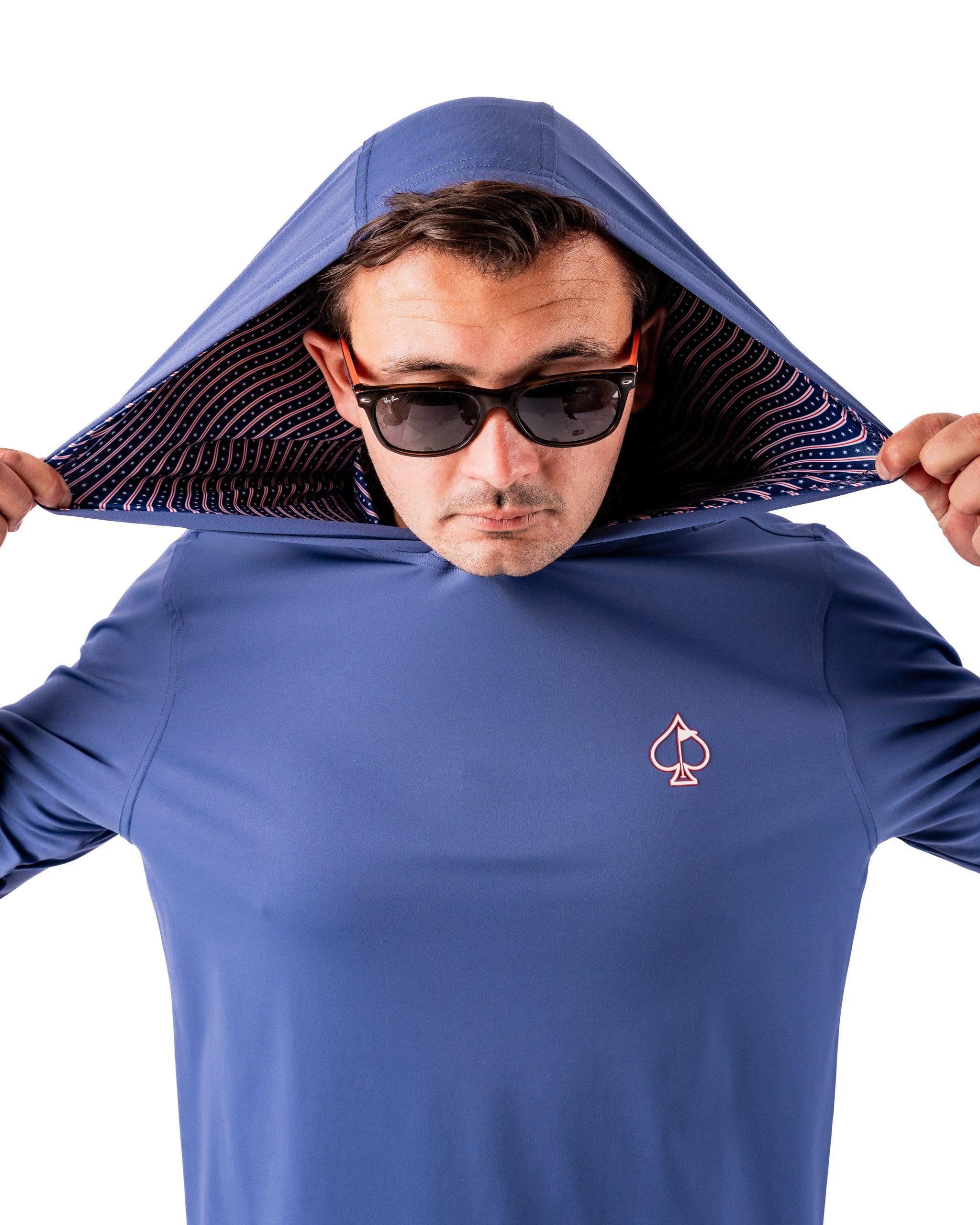 7. Performance Golf Hoodie - Wavy Stars and Stripes