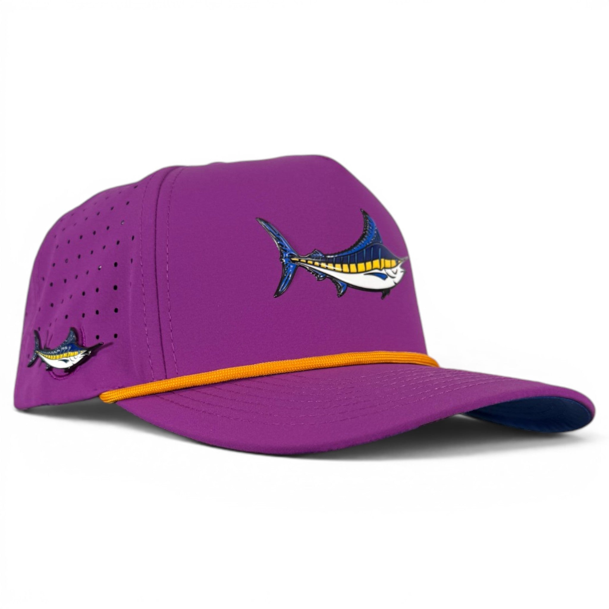 A.Marlin Golf Hat | Snapback Cap | Built-in Magnetic Ball Marker Holder + Marker Included | Adjustable Purple