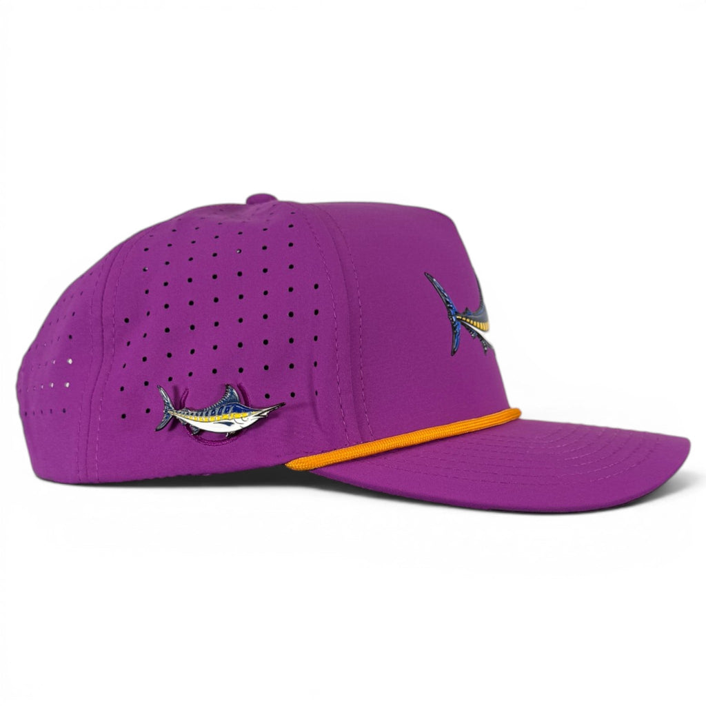 A.Marlin Golf Hat | Snapback Cap | Built-in Magnetic Ball Marker Holder + Marker Included | Adjustable Purple