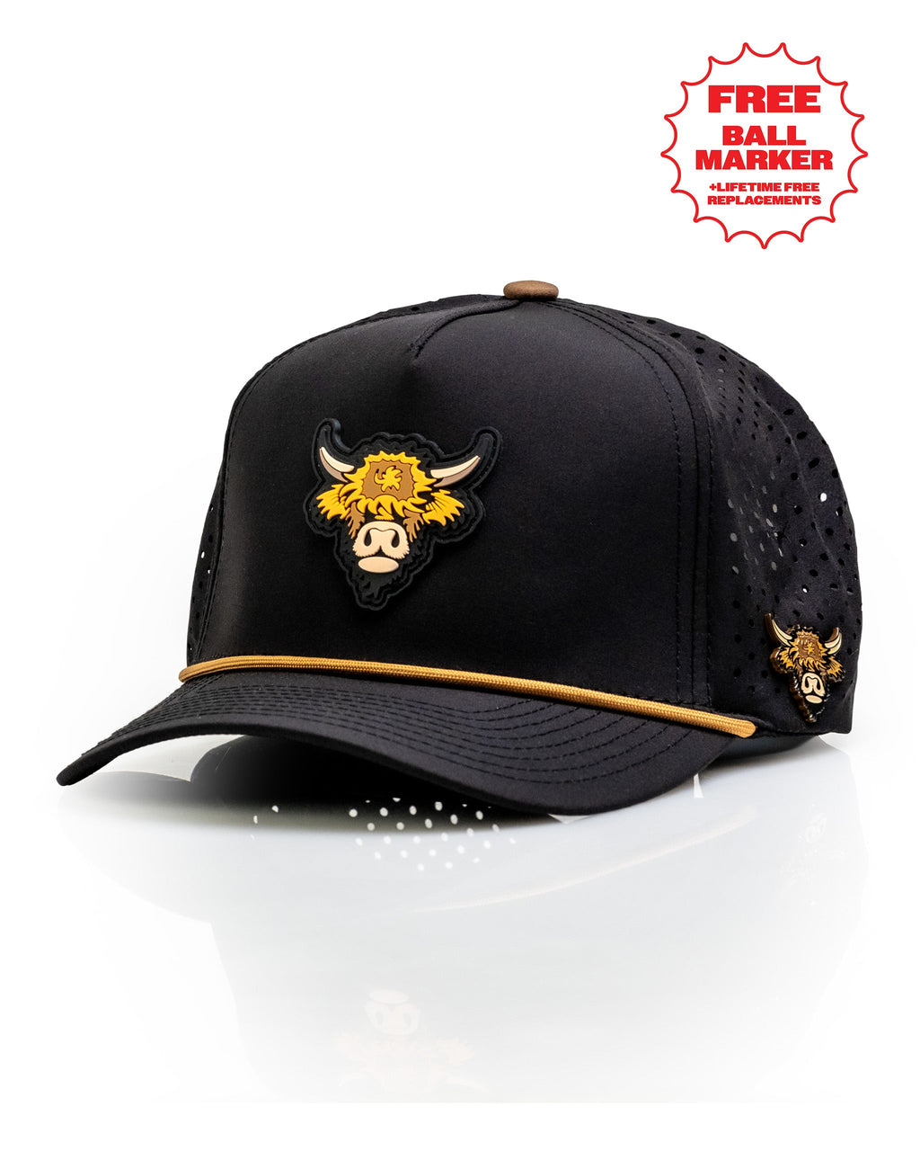 7.1P/AHighland Cow Black - Perforated Rope Hat