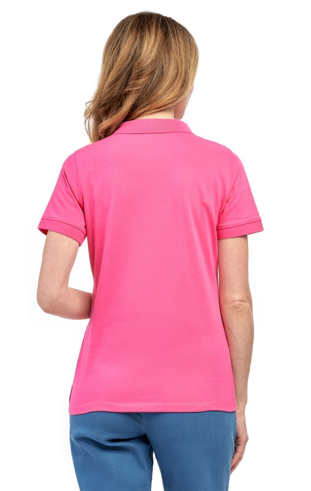 7.Women's Short Sleeve Pique Knit Polo Shirt — Relaxed Fit Cotton Blend