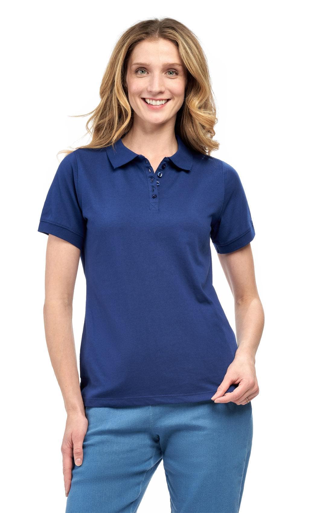 7.Women's Short Sleeve Pique Knit Polo Shirt — Relaxed Fit Cotton Blend