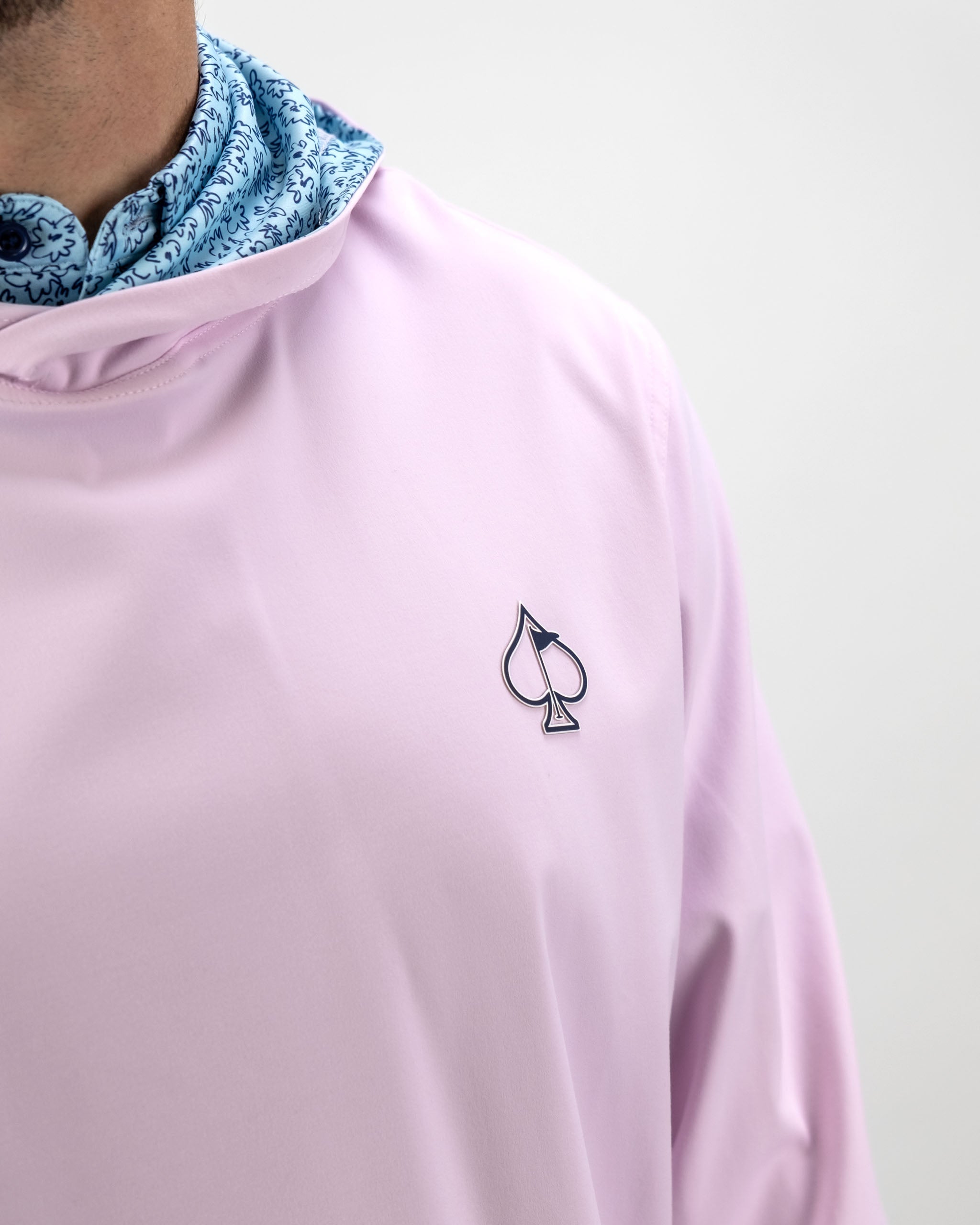 AM1.Performance Golf Hoodie - Flower Doodle Blue